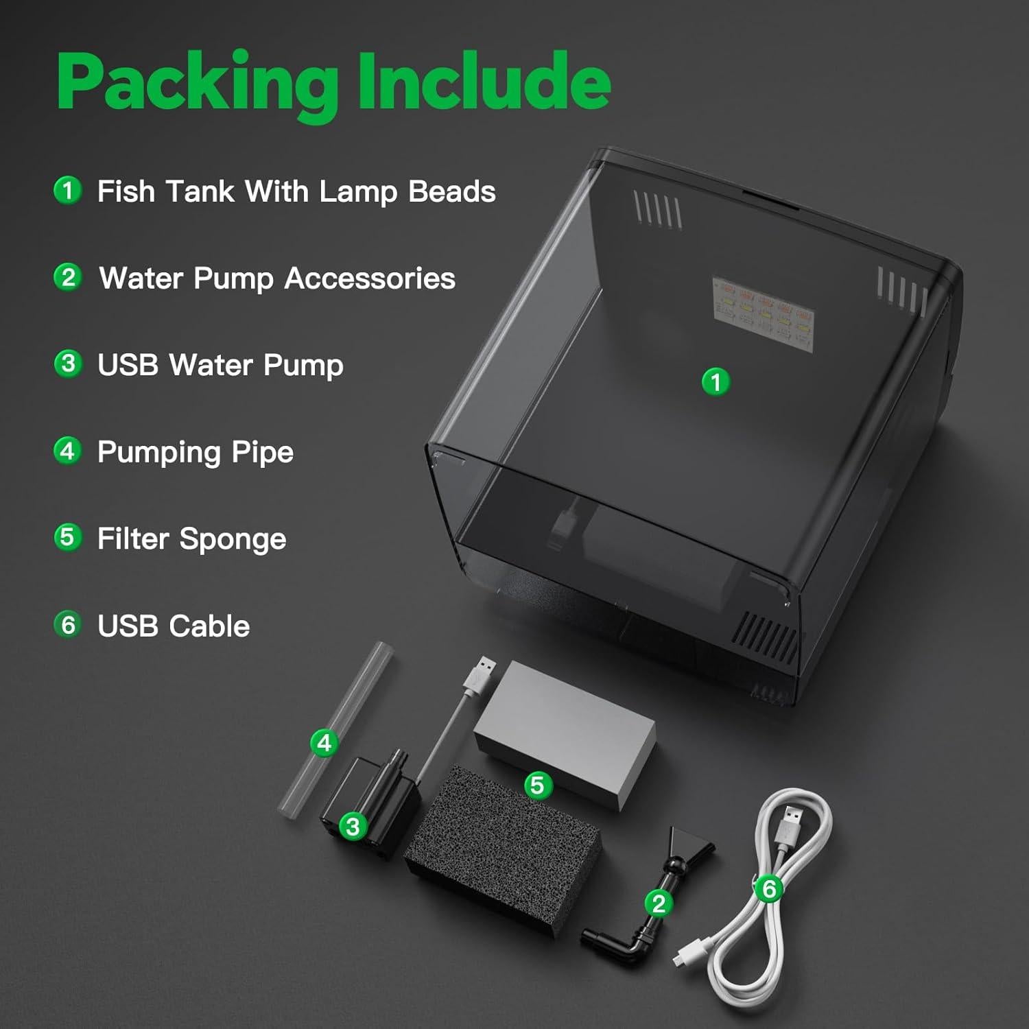 Acuario Inteligente Sysencia 1.2 Galones con Filtro y LED