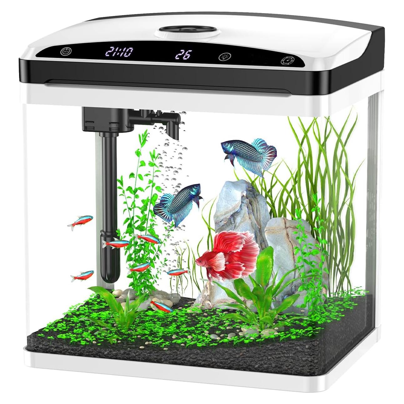 Acuario inteligente ZMULB 11.4L con filtro y luz LED