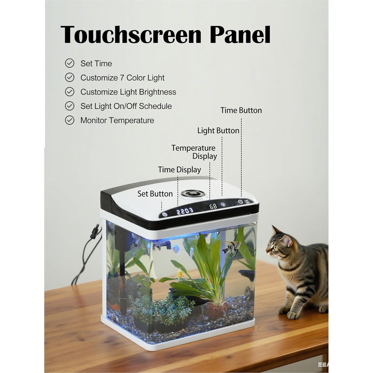 Acuario inteligente ZMULB 11.4L con filtro y luz LED