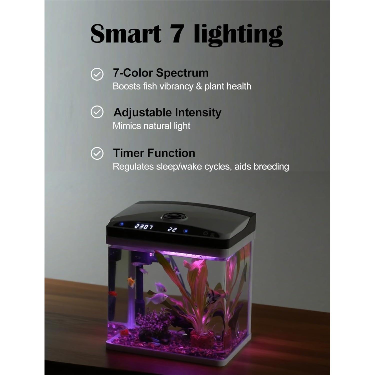 Acuario inteligente ZMULB 11.4L con filtro y luz LED