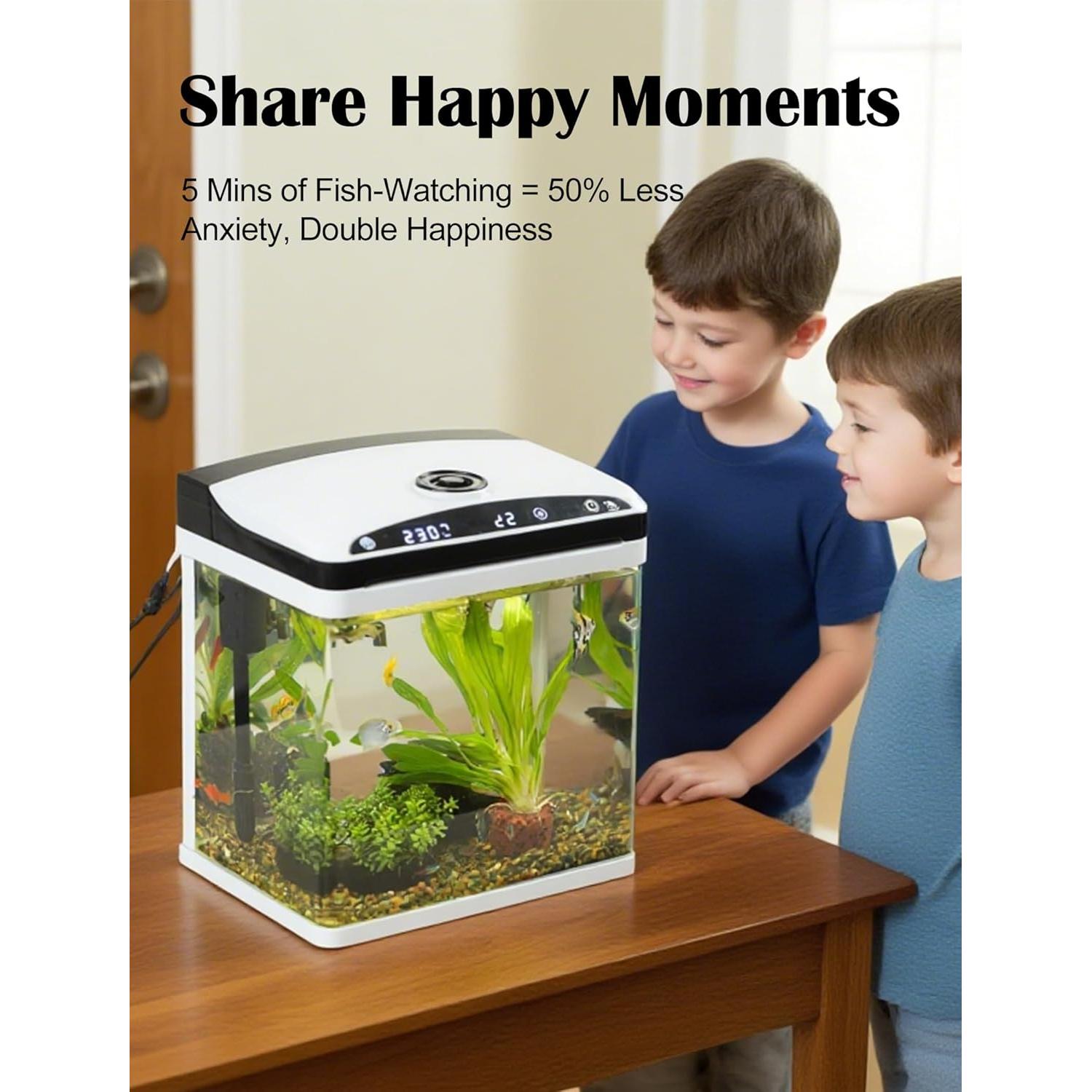 Acuario inteligente ZMULB 11.4L con filtro y luz LED