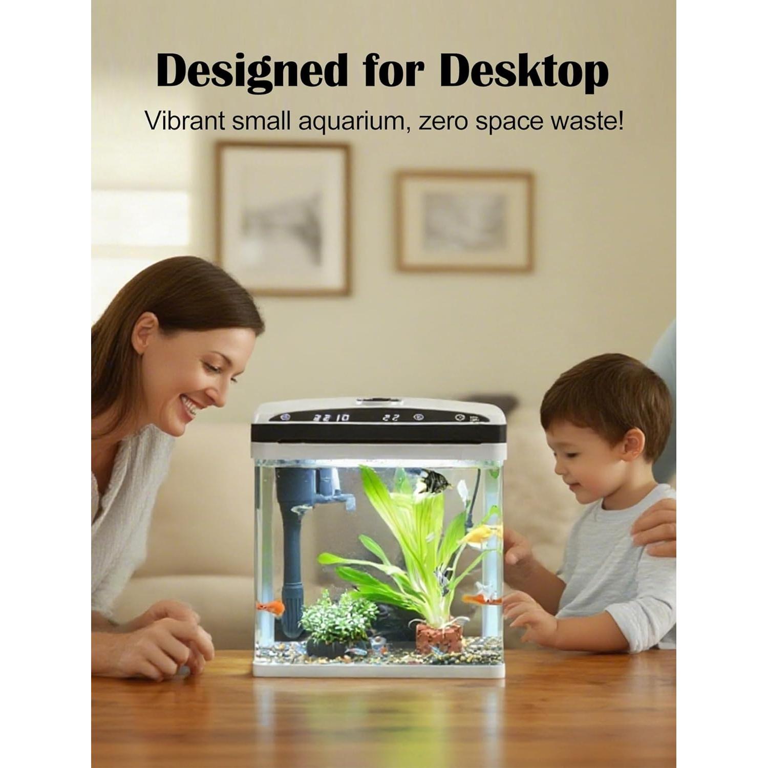 Acuario inteligente ZMULB 11.4L con filtro y luz LED