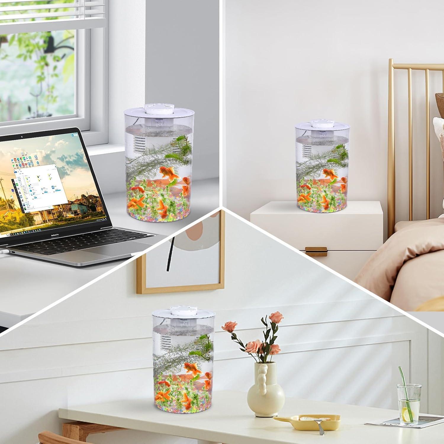 Acuario de Escritorio 3 Galones Zingbabu con Luz LED 7 Colores