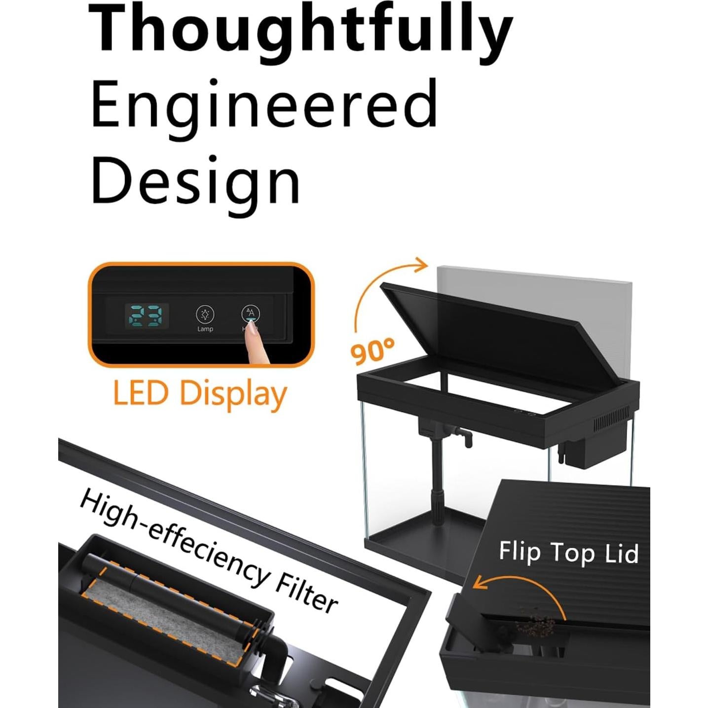Acuario Inteligente BarkBuddy 9.5L con Humidificador y Luz 7 Colores