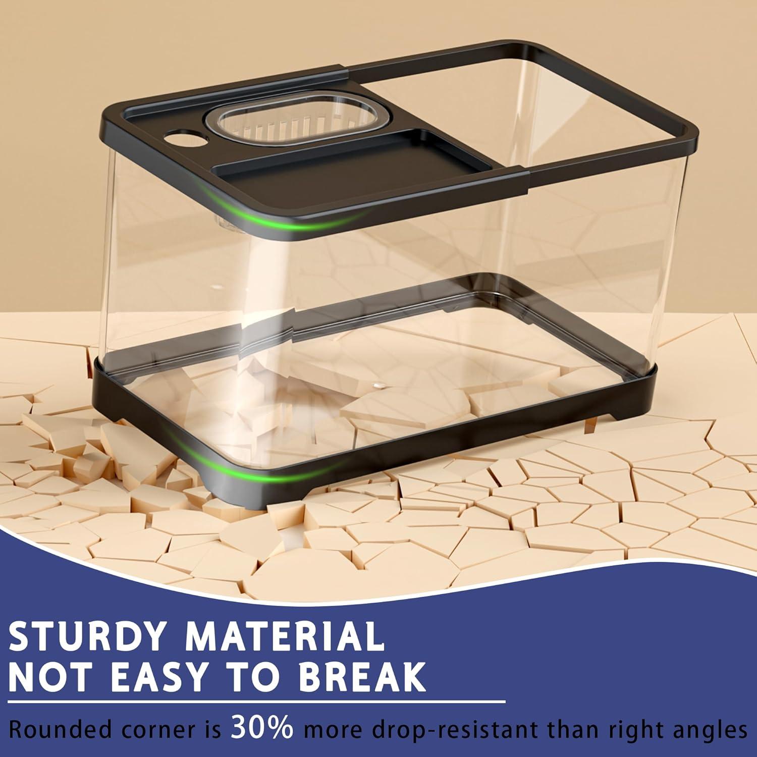 Acuario 20L HYUVCX con Luz LED y Filtro 3 Modos - Negro