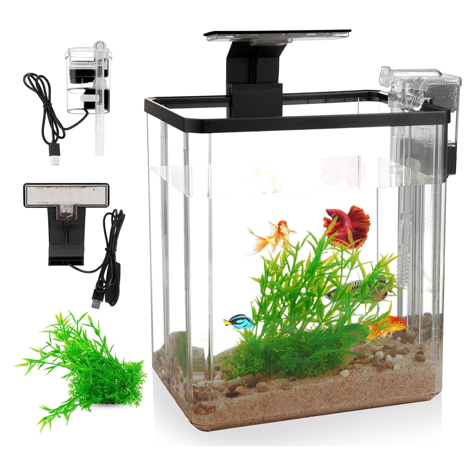 Kit de Acuario 1.5 Galones Wagrvuy con Filtración y LED