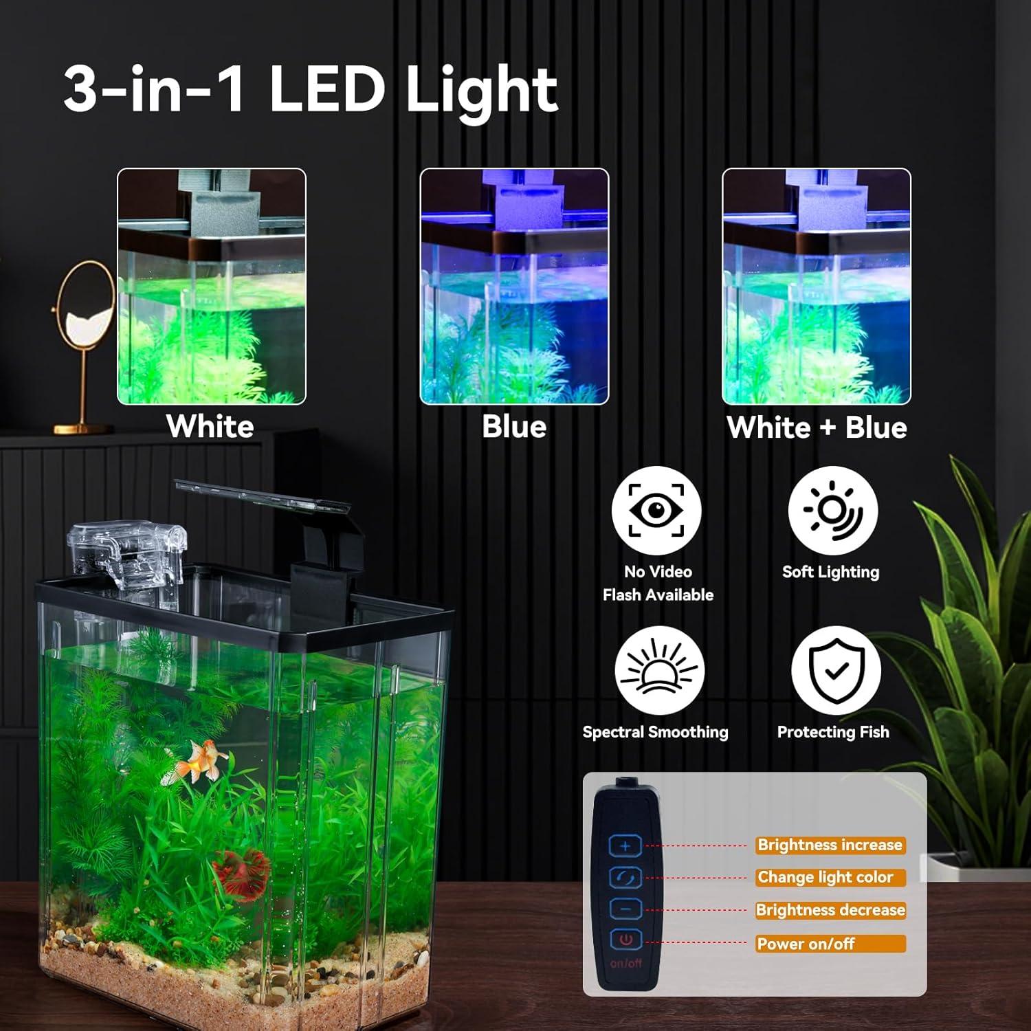 Kit de Acuario 1.5 Galones Wagrvuy con Filtración y LED