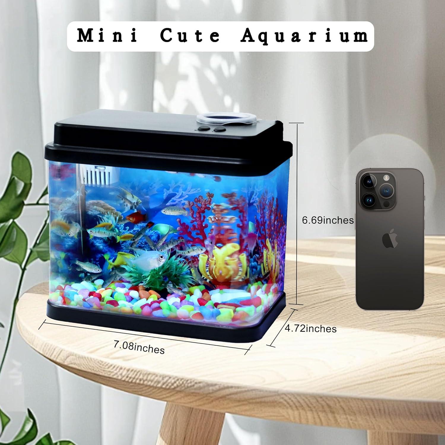 Mini Acuario 1 Galón Toycol con LED 6 Colores y Bomba 3-en-1