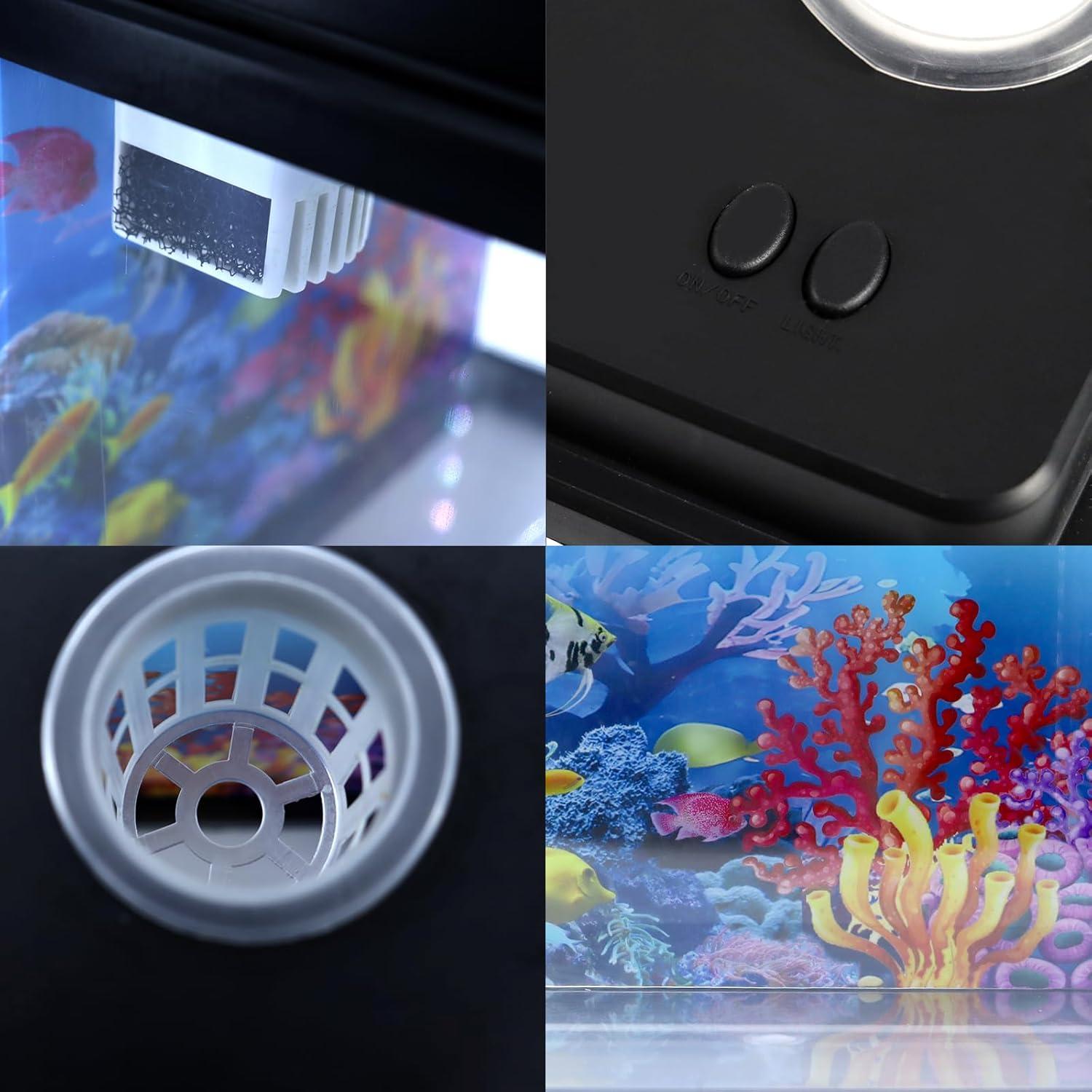 Mini Acuario 1 Galón Toycol con LED 6 Colores y Bomba 3-en-1