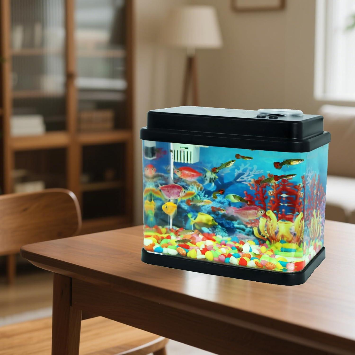 Mini Acuario 1 Galón Toycol con LED 6 Colores y Bomba 3-en-1