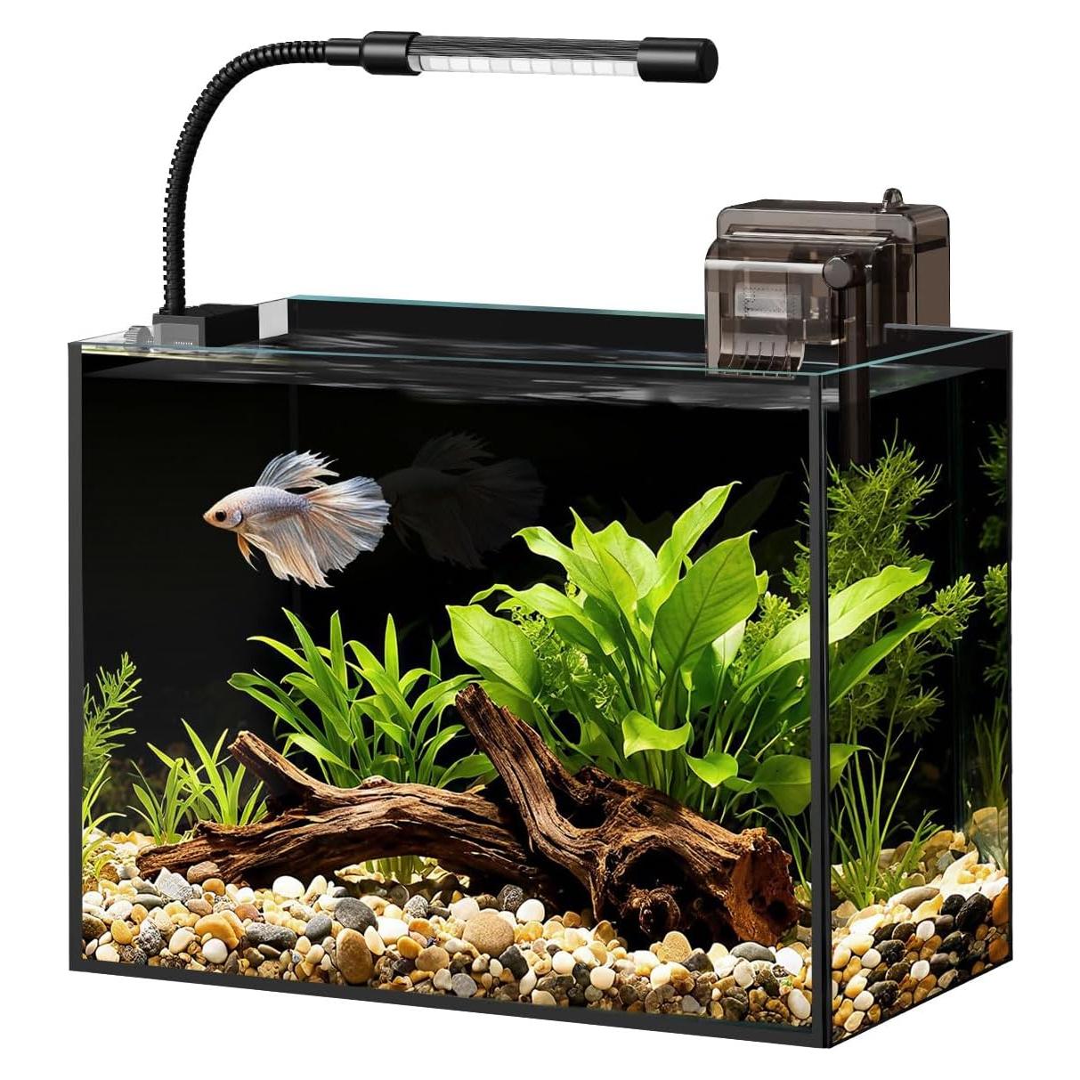 Kit Acuario de Vidrio 9.5 L Minilake con Filtro y Luz LED