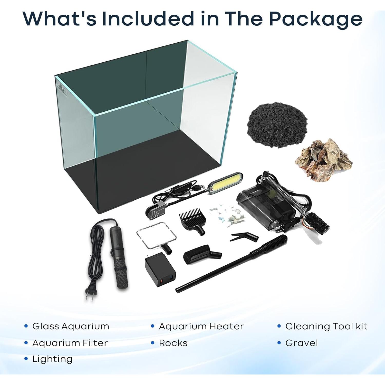 Acuario de 19 litros Wonder Factory con calentador y filtro