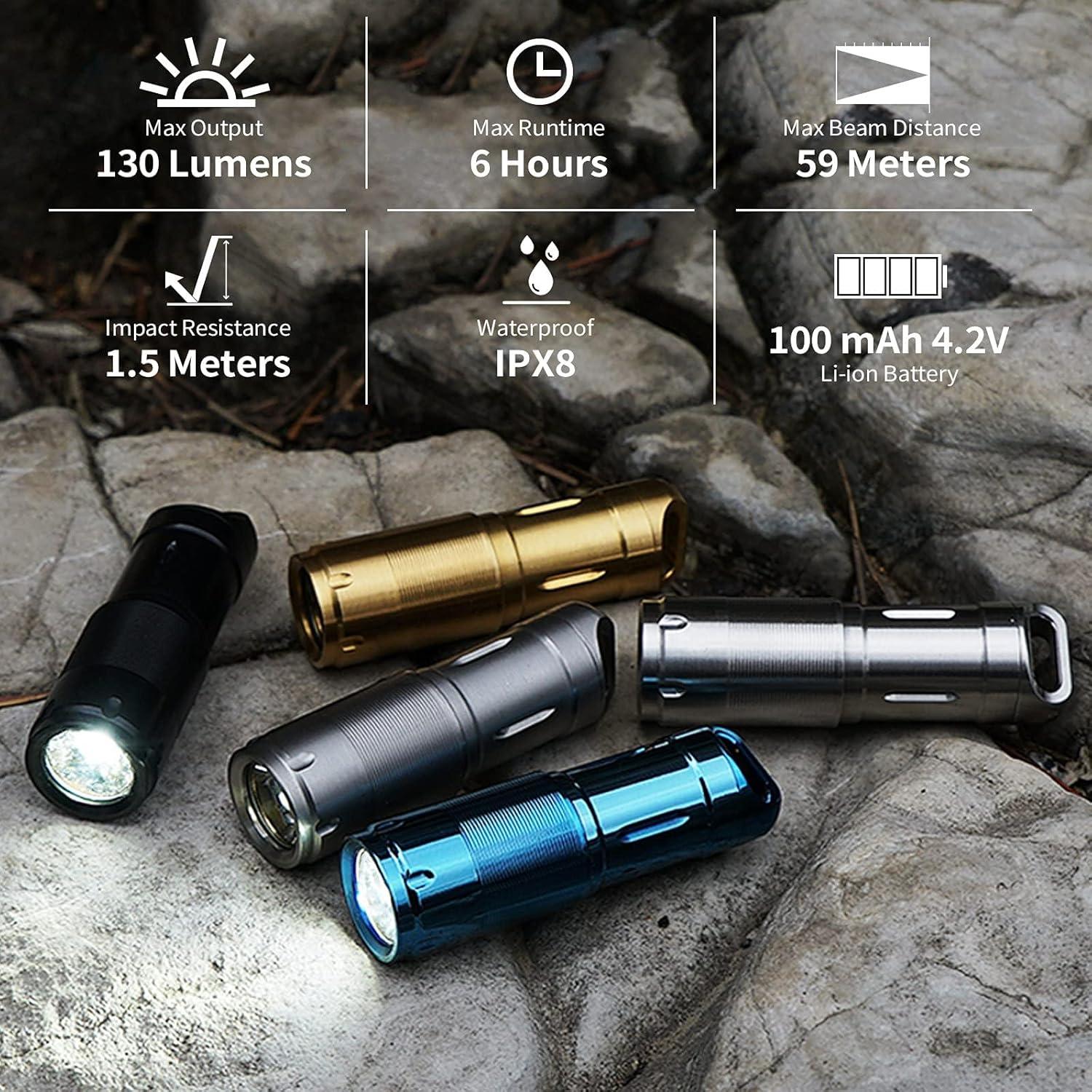 Linterna LED MecArmy X2S Mini EDC Acero Inoxidable 130 Lúmenes