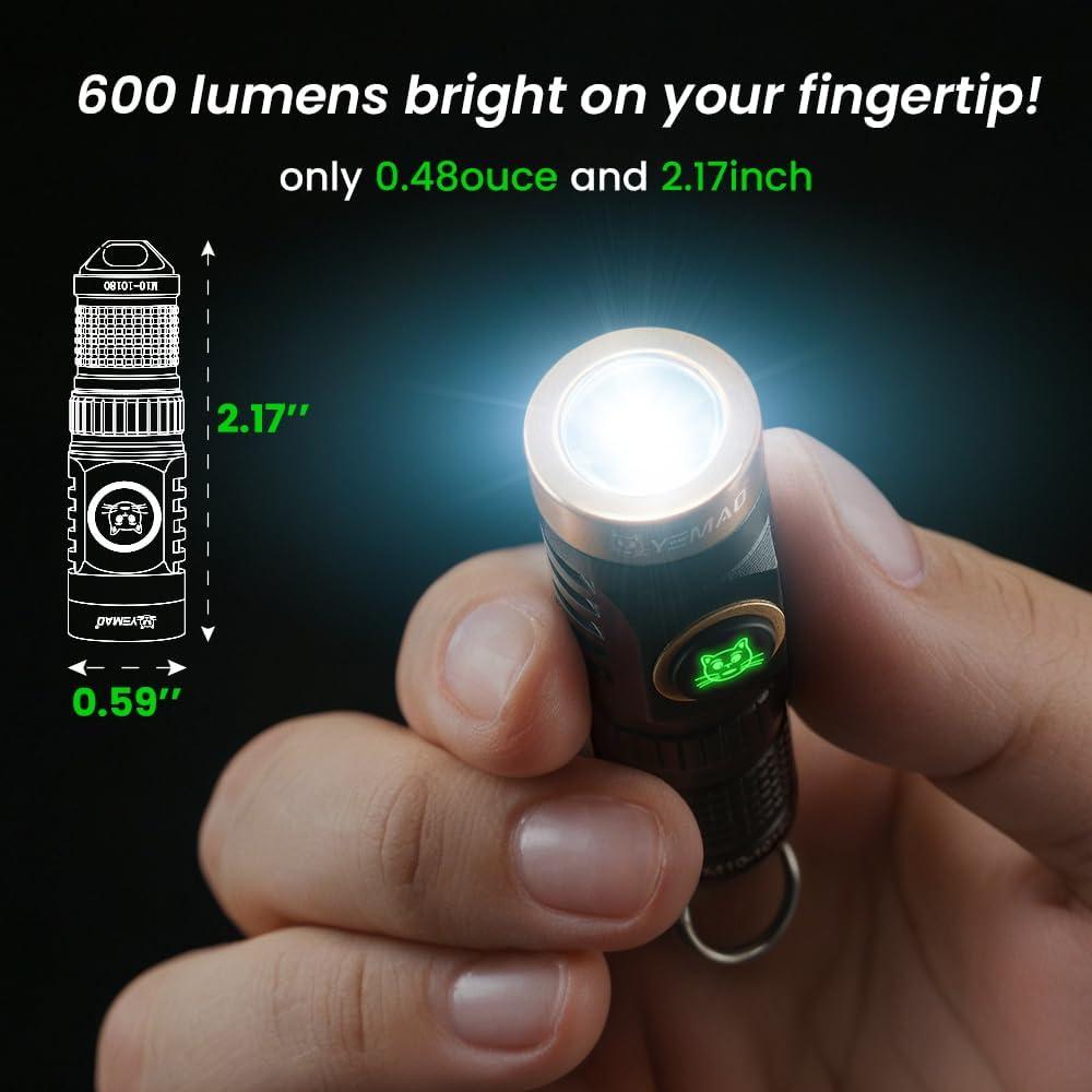 Linterna de Llavero Recargable Yemao 600 Lúmenes Mini EDC