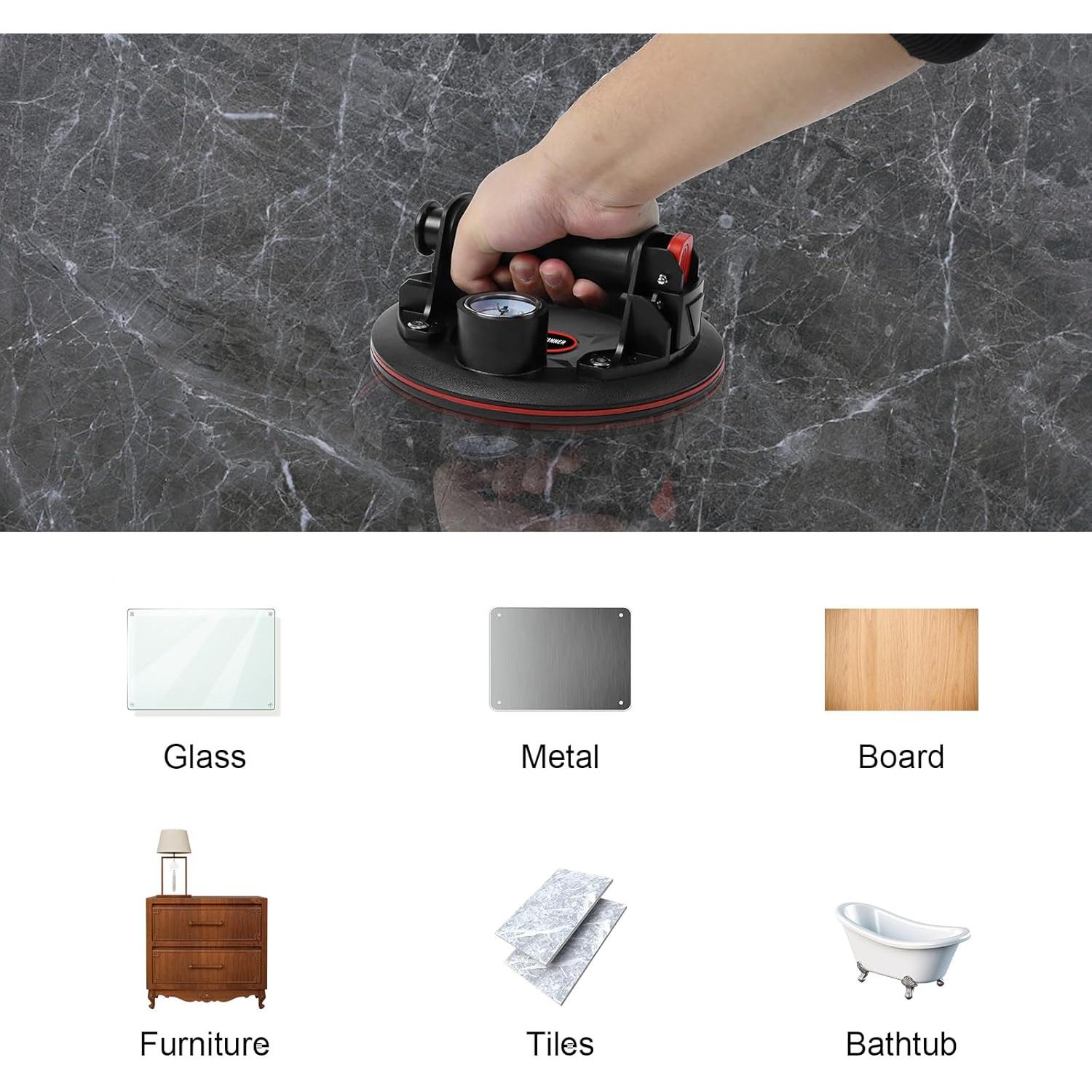 Ventosas de Vidrio DEWINNER 2-Pack 20.32 cm con Manómetro