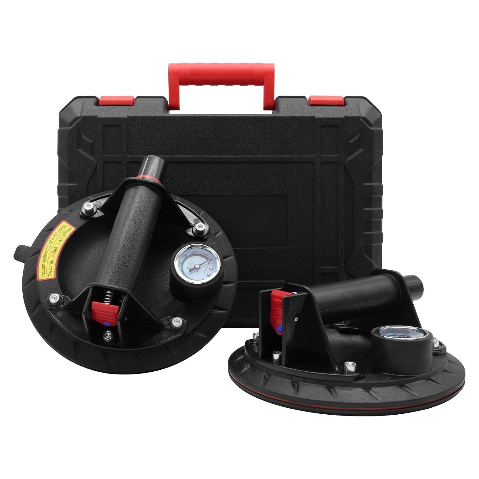 Ventosas de Vidrio MAKERELE 20 cm con Manómetro - 272 kg (2 Pzs)