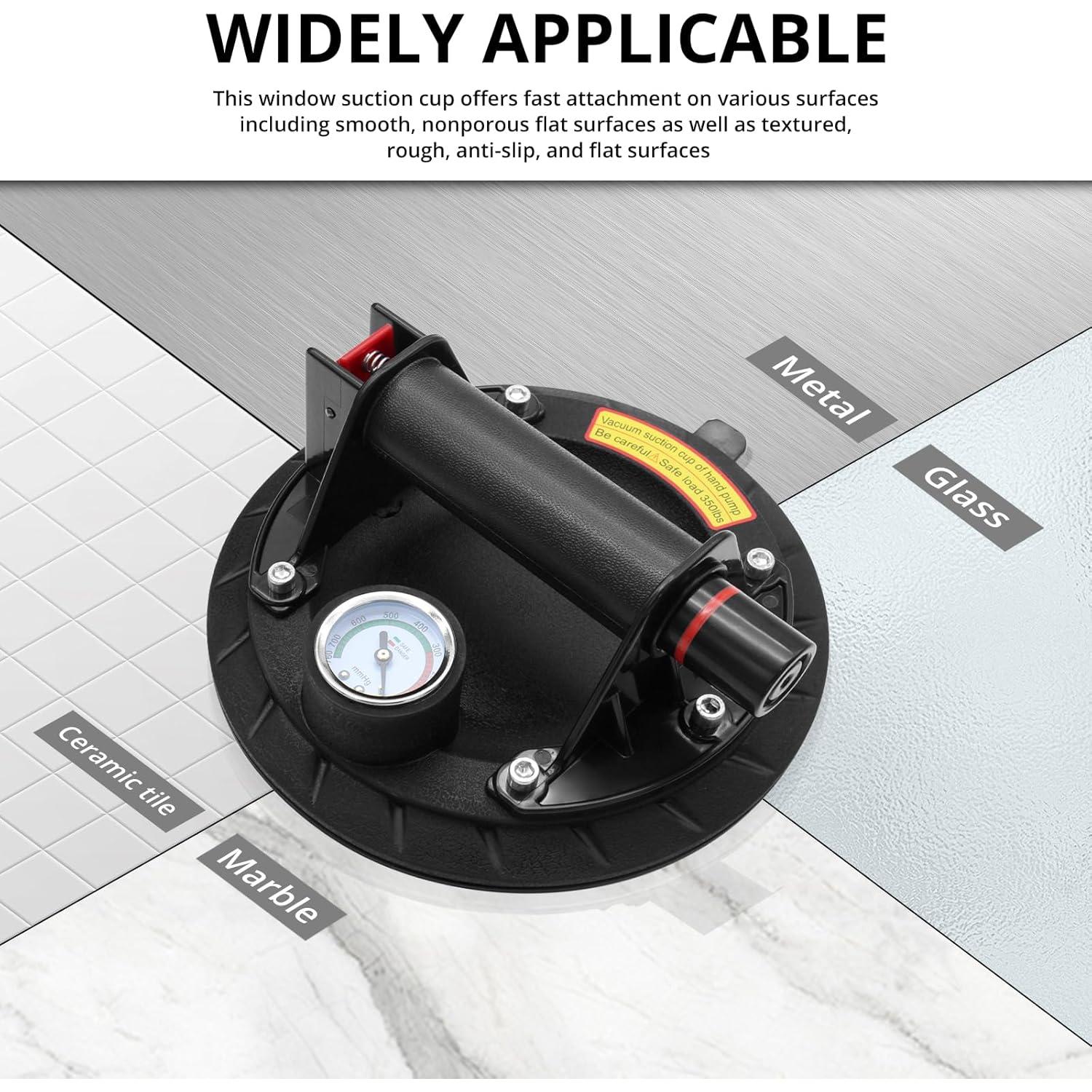 Ventosas de Vidrio MAKERELE 20 cm con Manómetro - 272 kg (2 Pzs)