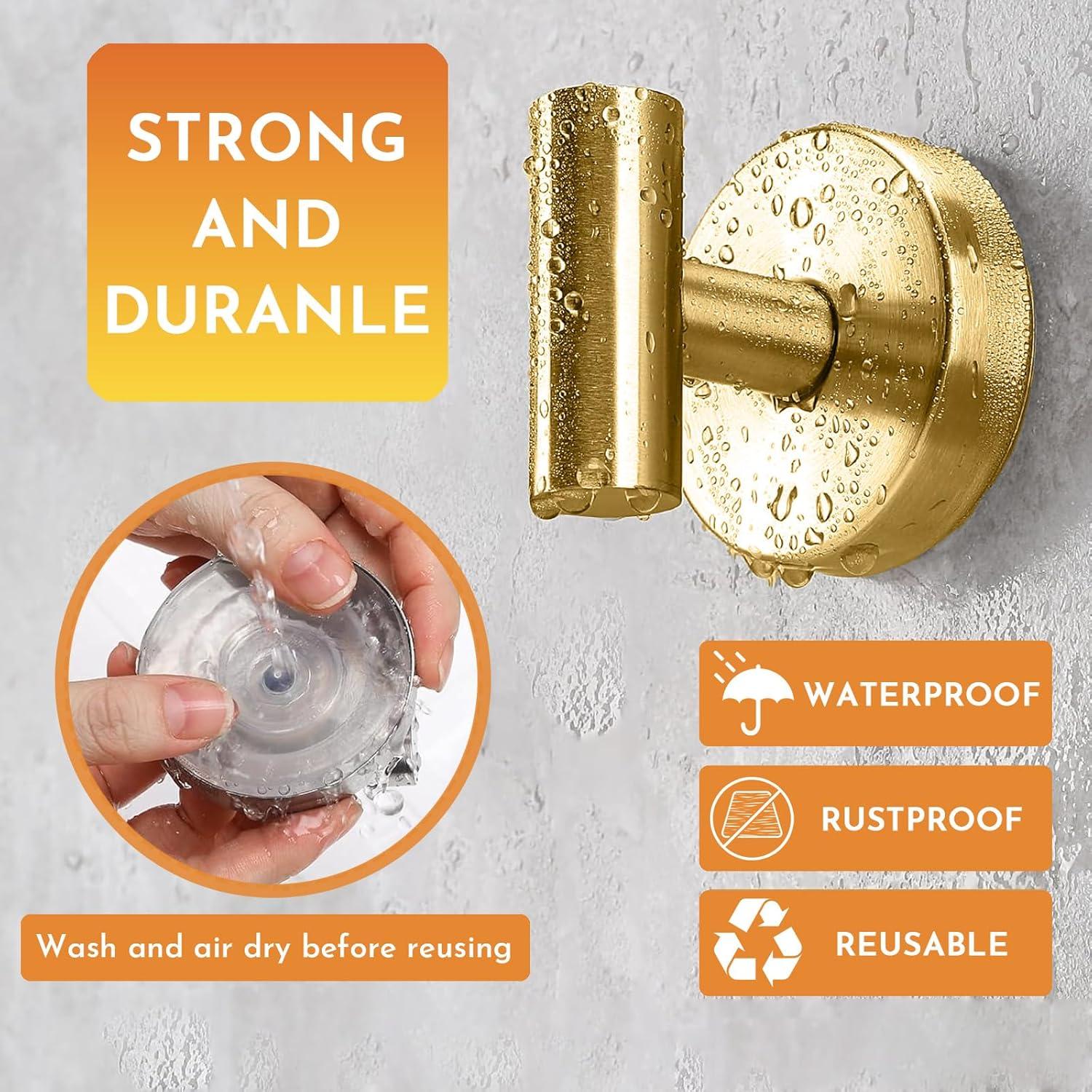 Ganchos de Ventosa CCDANSIYUCR Dorado 4PCS Alta Resistencia