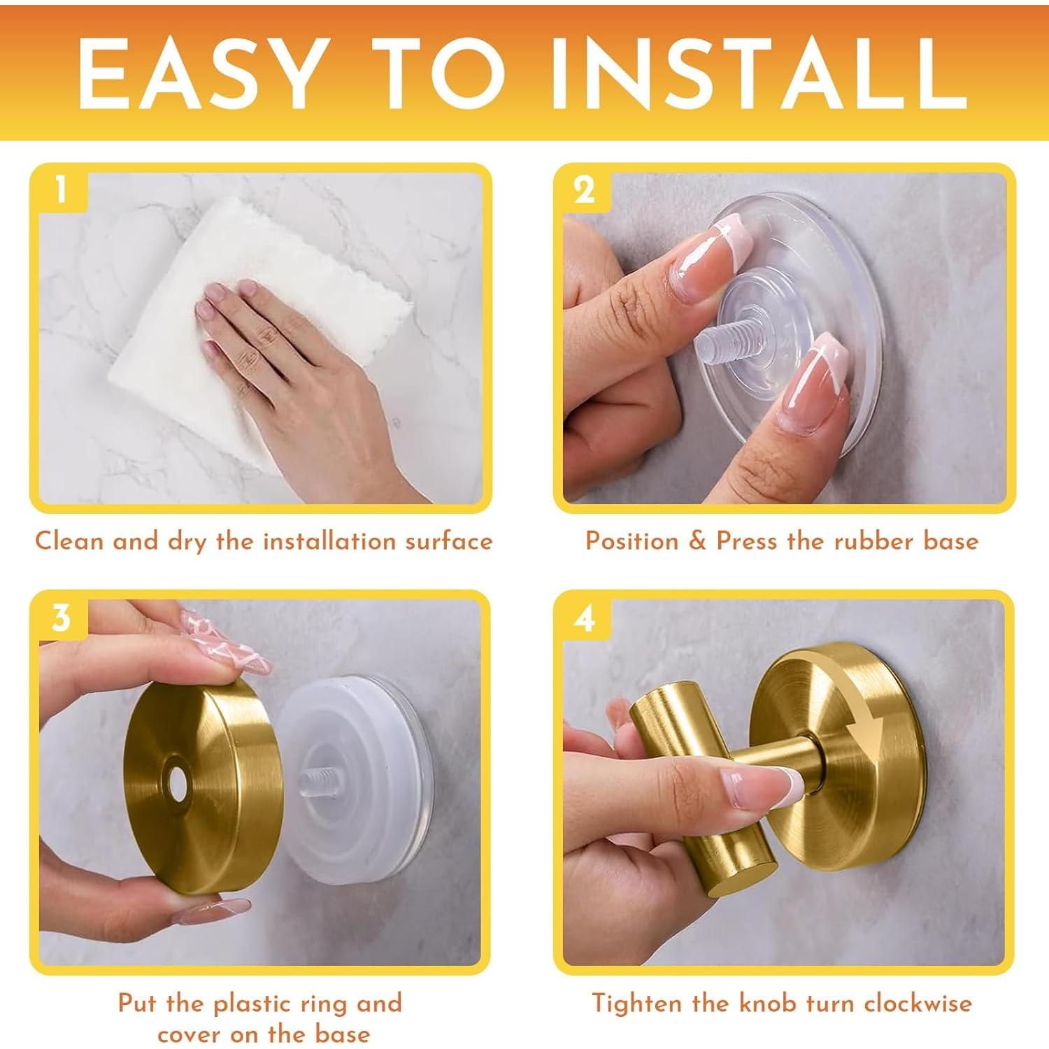 Ganchos de Ventosa CCDANSIYUCR Dorado 4PCS Alta Resistencia