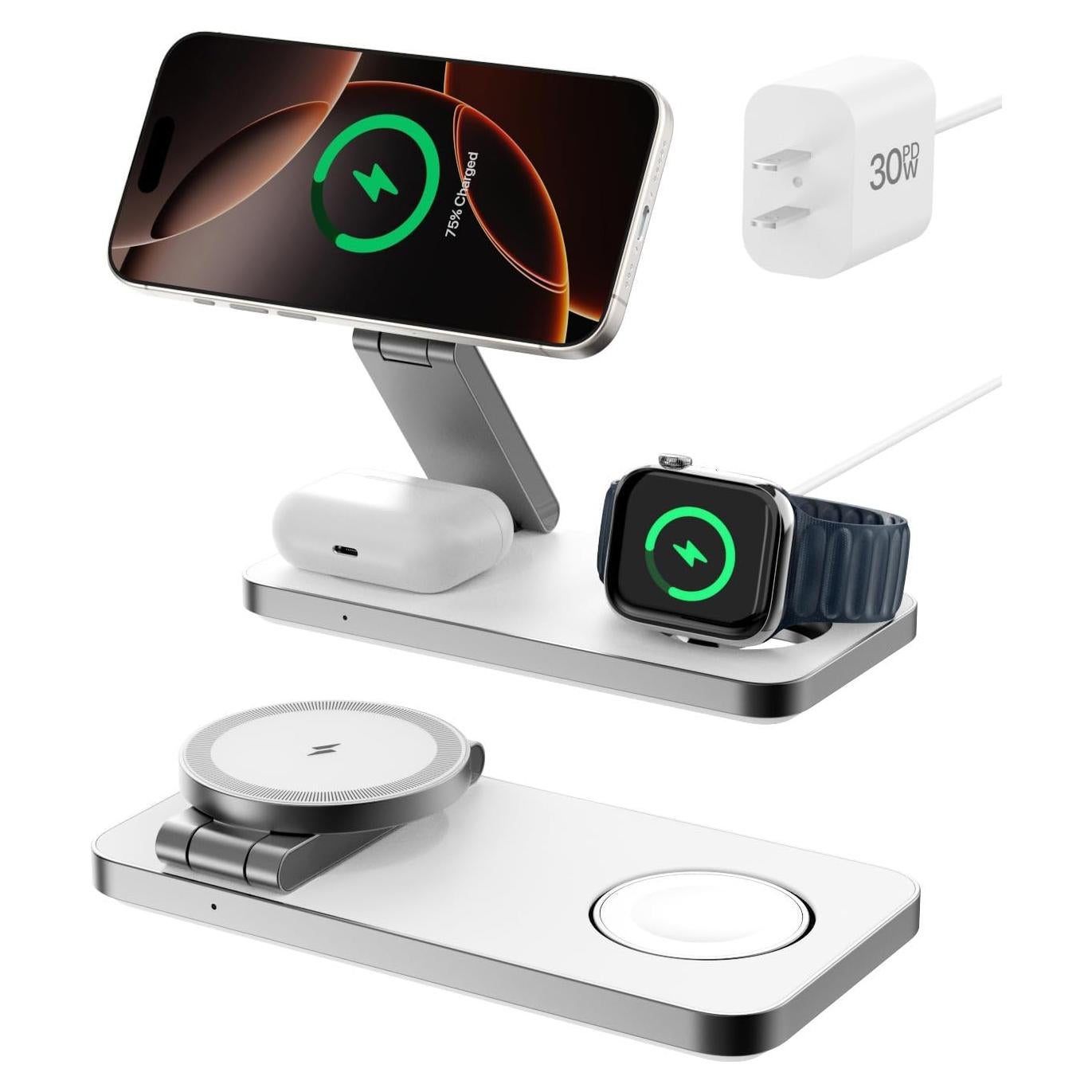 Estación de Carga Inalámbrica 3 en 1 F8 Blanco 15W Qi2