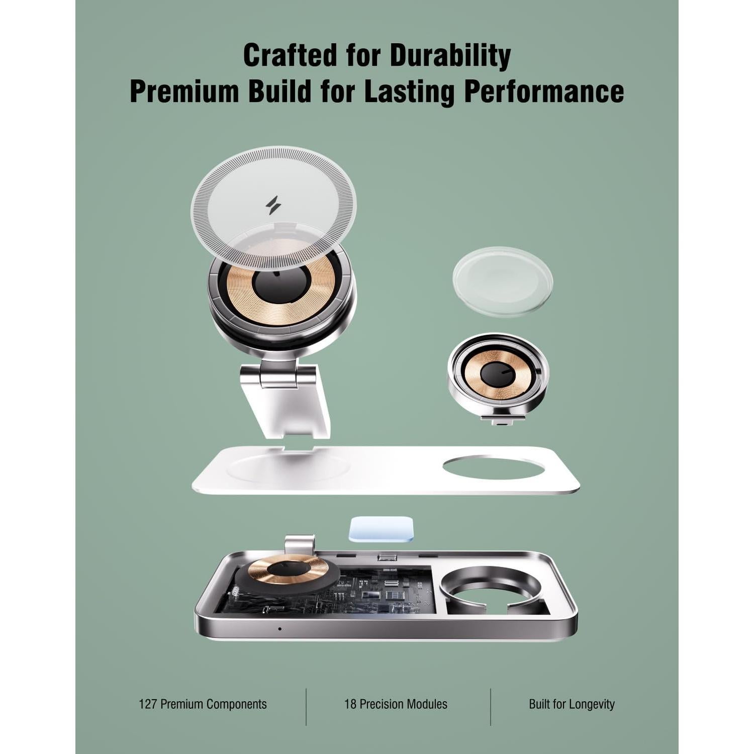 Estación de Carga Inalámbrica 3 en 1 F8 Blanco 15W Qi2