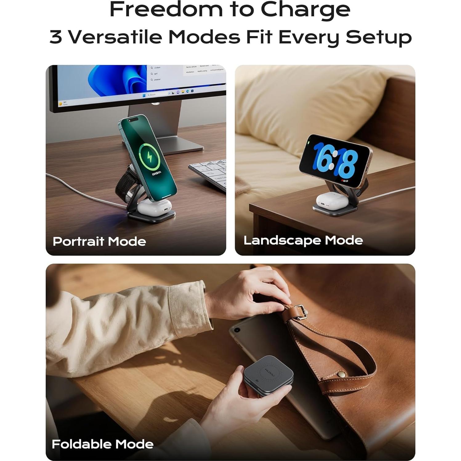 Cargador Inalámbrico Magnético KU XIU X40 25W 3 en 1 para iPhone