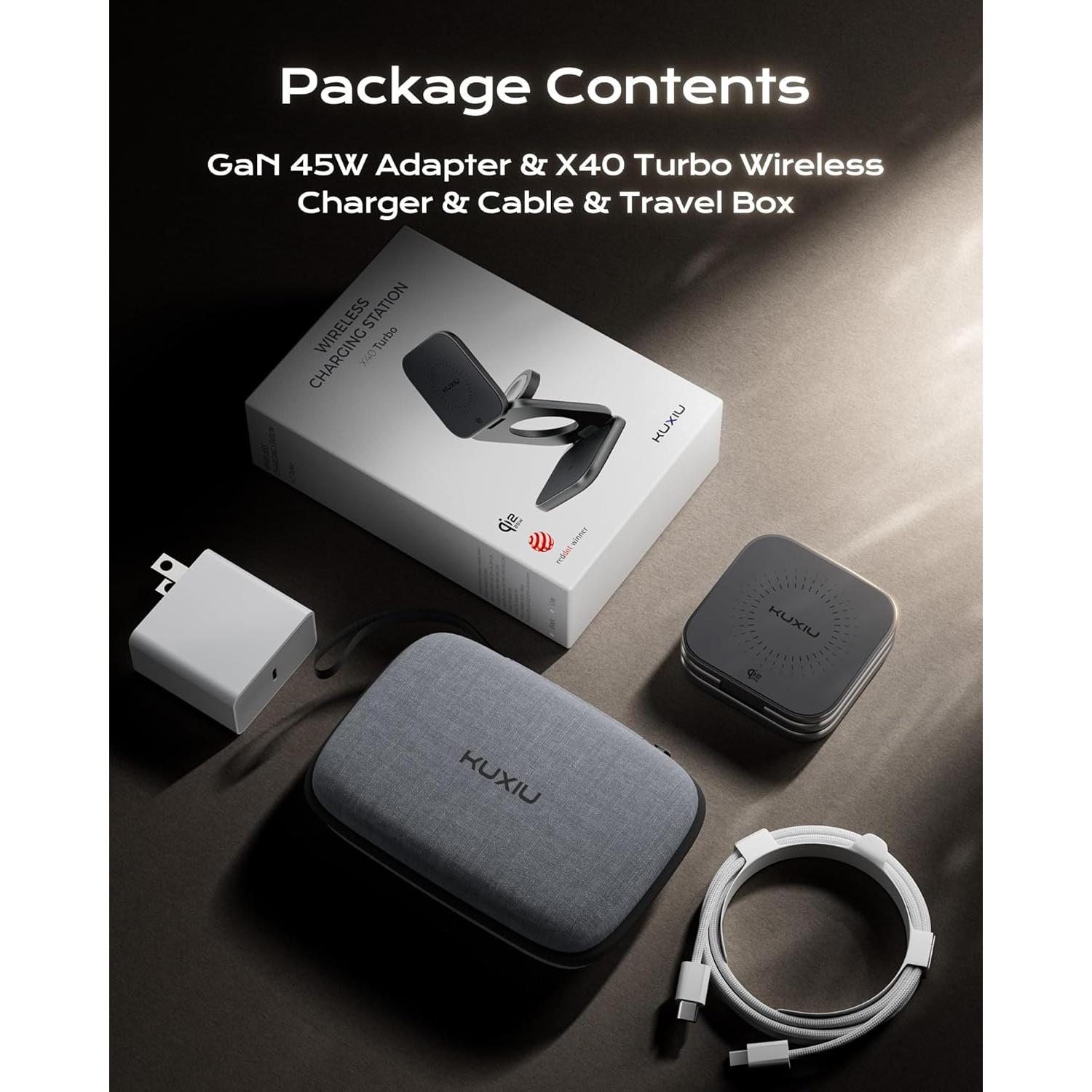 Cargador Inalámbrico Magnético KU XIU X40 25W 3 en 1 para iPhone