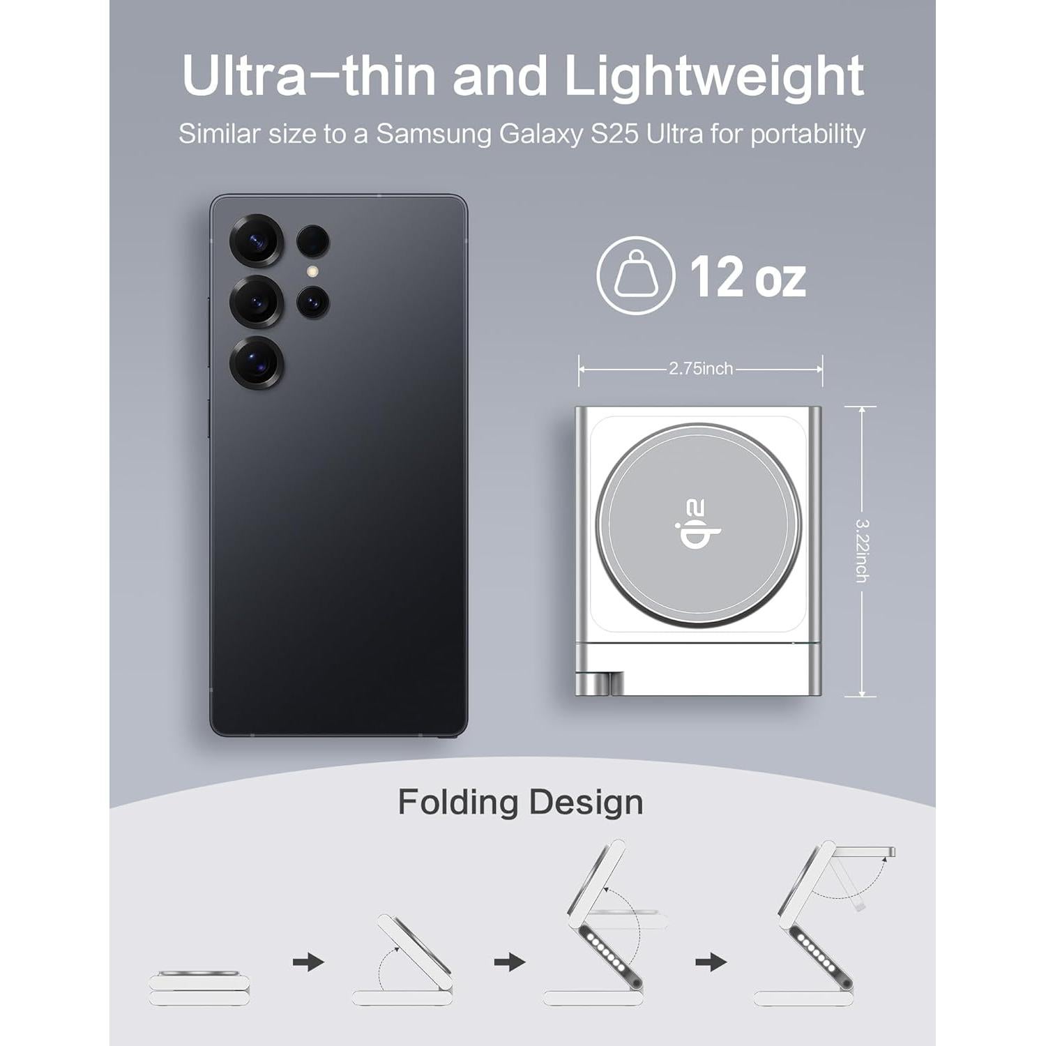 Cargador Magnético 3 en 1 BRIMFORD Qi2 para Samsung Plata