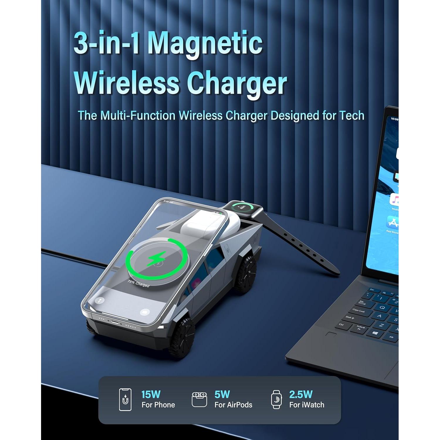 Soporte de Carga Inalámbrica 3 en 1 Cyberdock para Apple