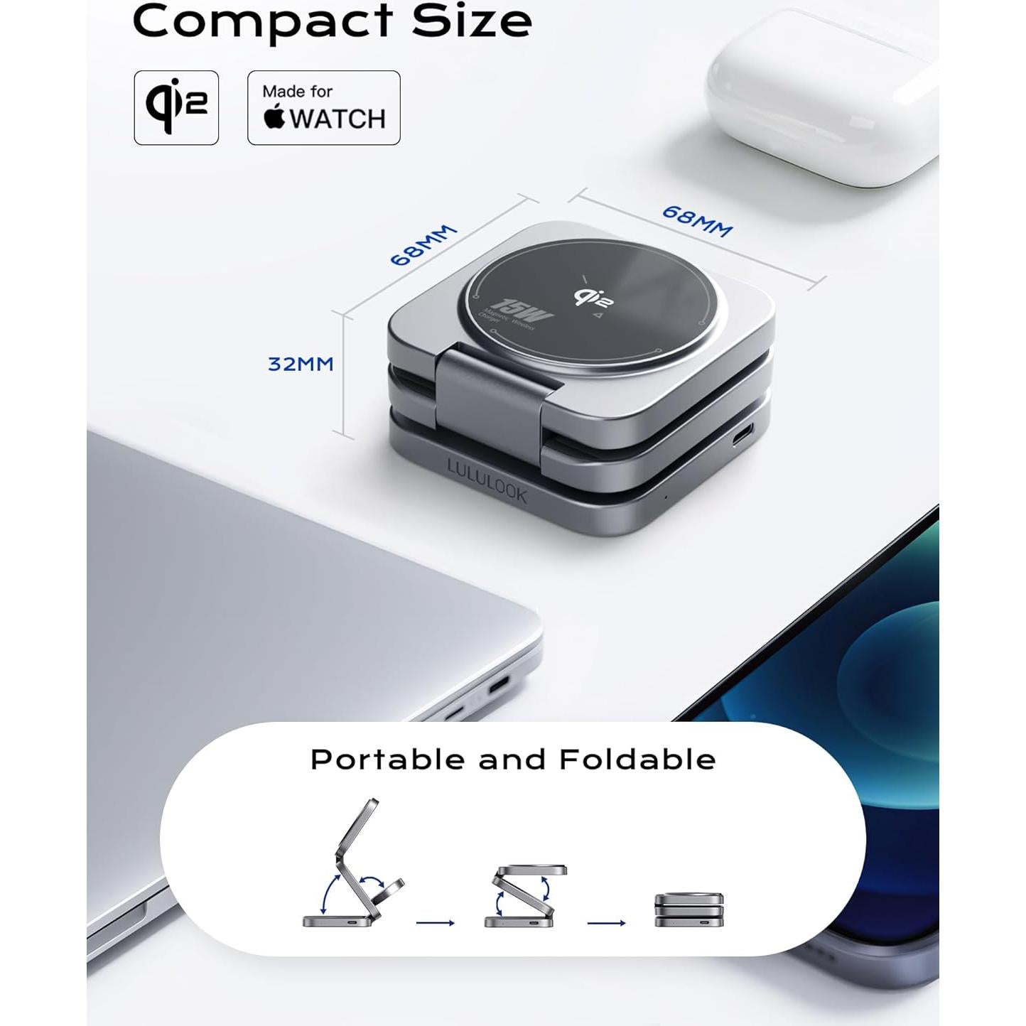 Estación de Carga Inalámbrica 3 en 1 LULULOOK Gris Axiom