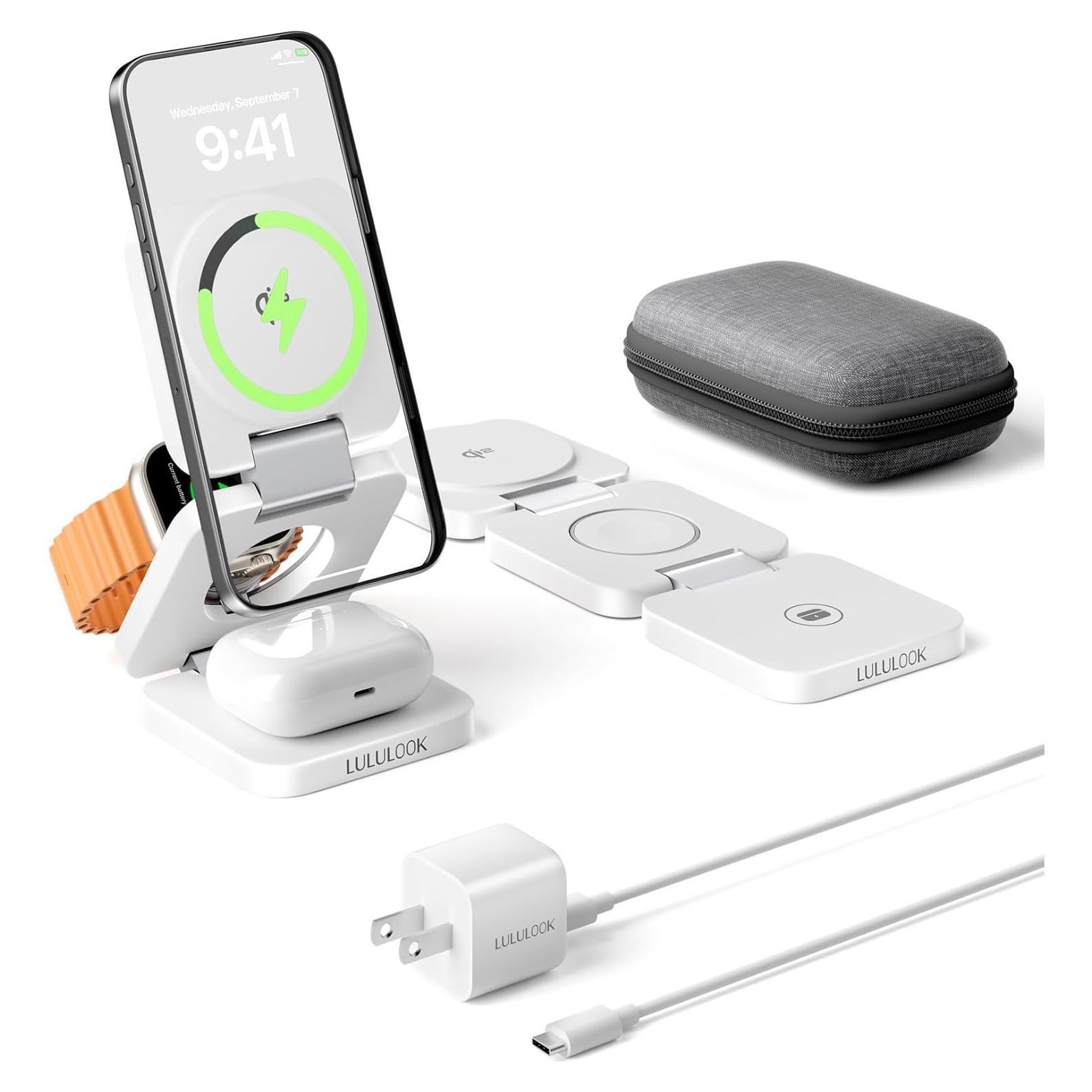 Cargador Inalámbrico 3 en 1 LULULOOK Qi2 15W Plegable