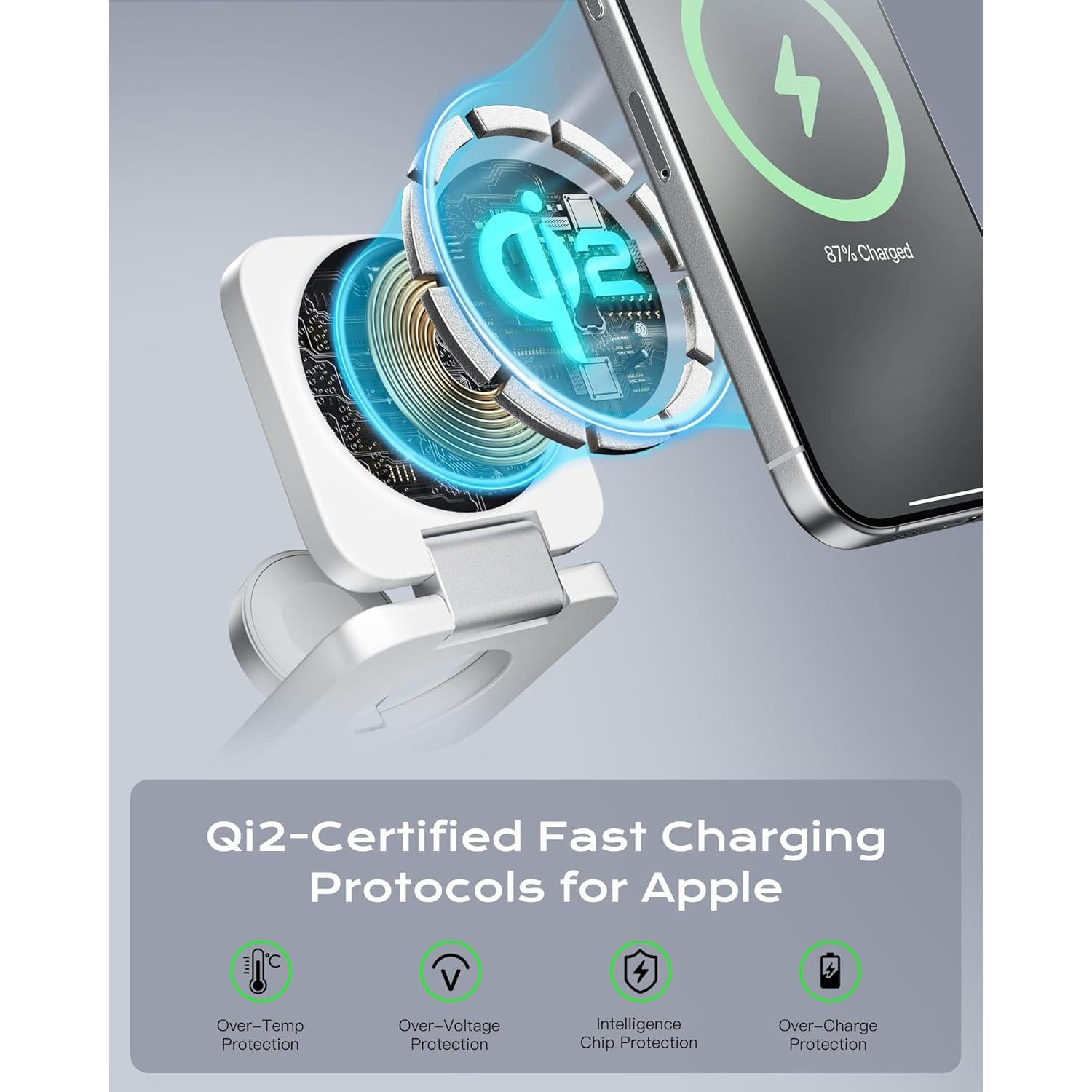 Cargador Inalámbrico 3 en 1 LULULOOK Qi2 15W Plegable