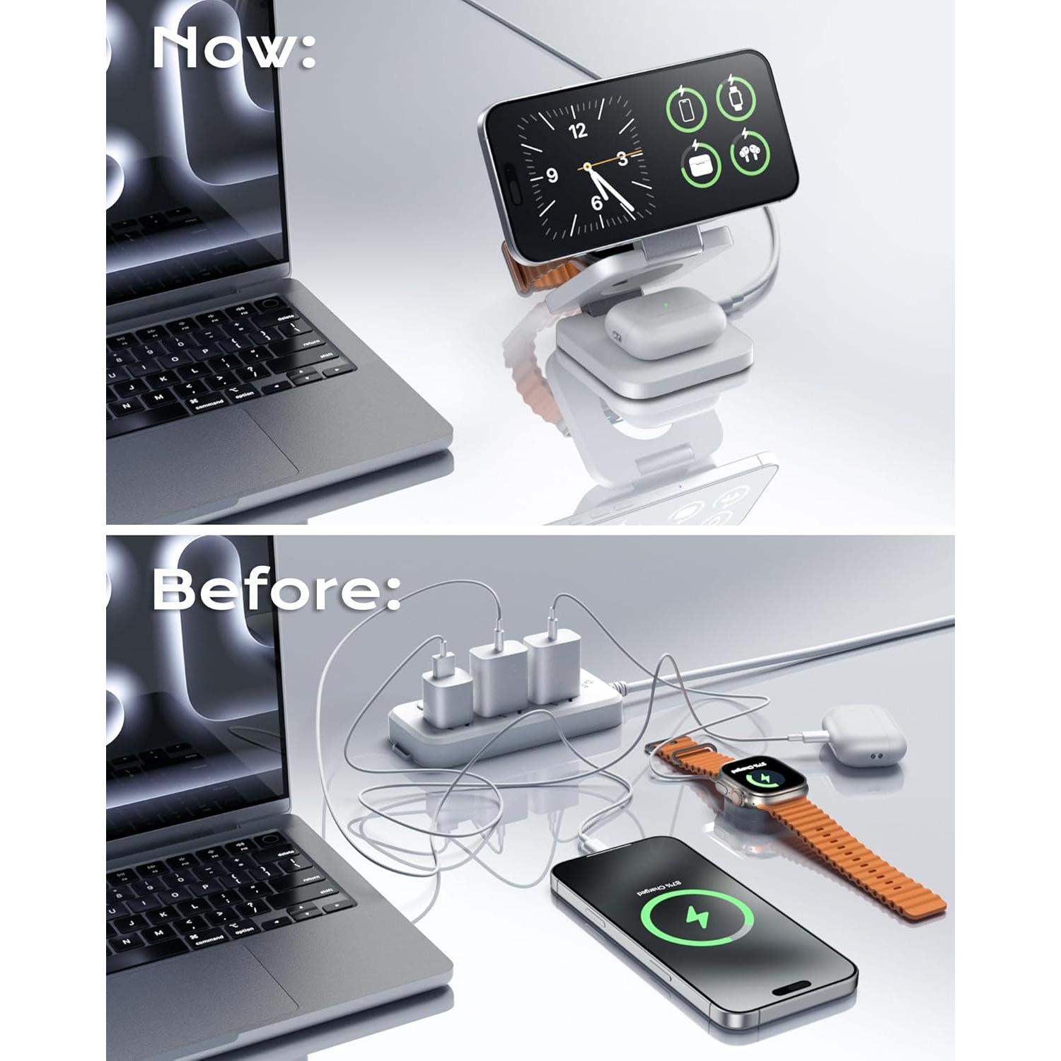 Cargador Inalámbrico 3 en 1 LULULOOK Qi2 15W Plegable