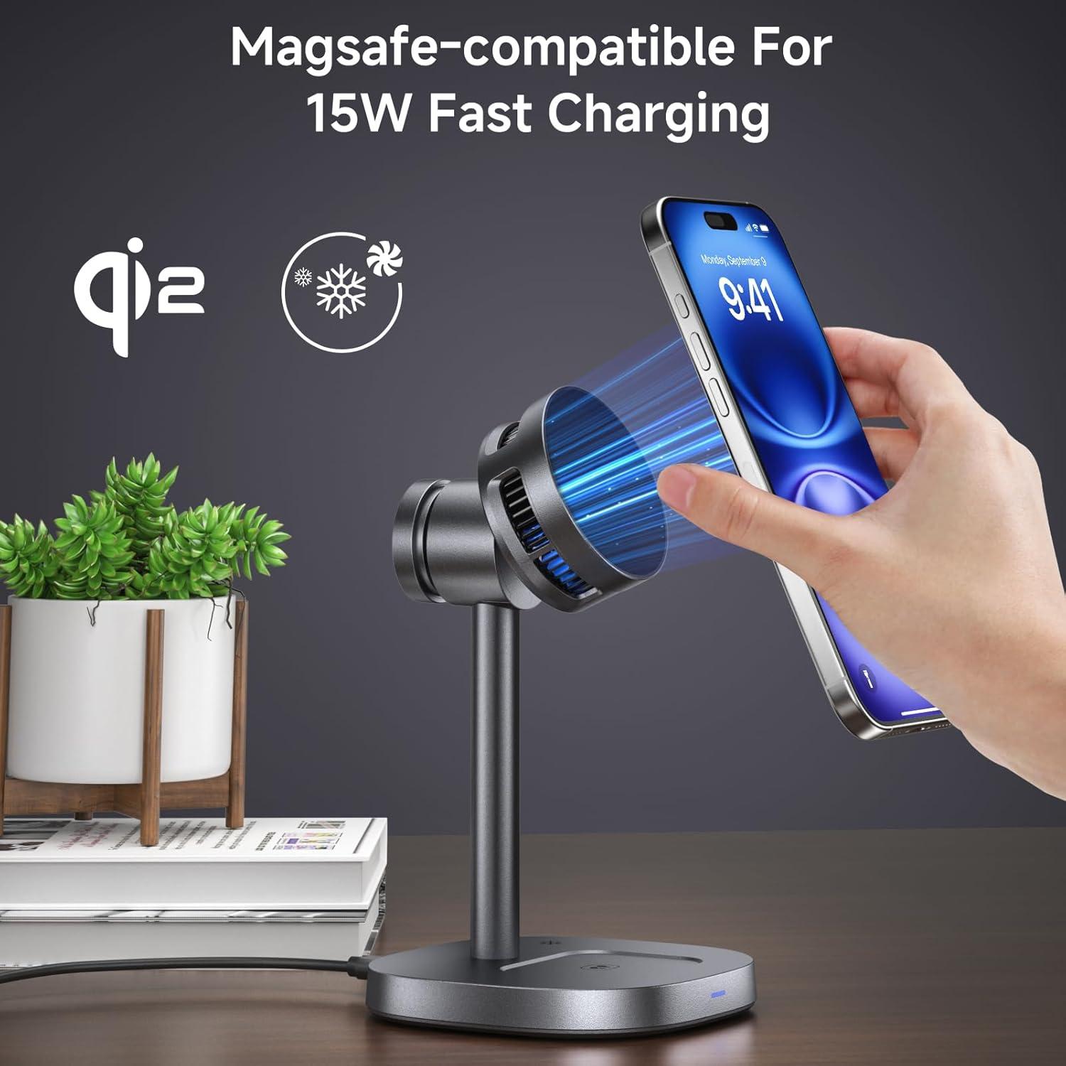 Estación de Carga Inalámbrica 3-en-1 EGBULL W98 15W con Ventilador