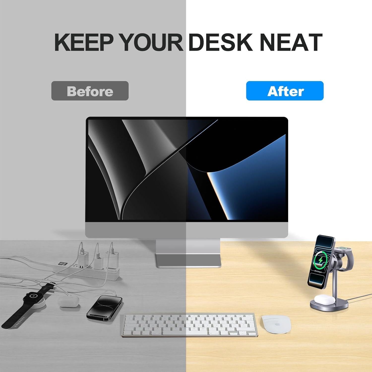 Estación de Carga Inalámbrica MOGU 3 en 1 con Ventilador 15W