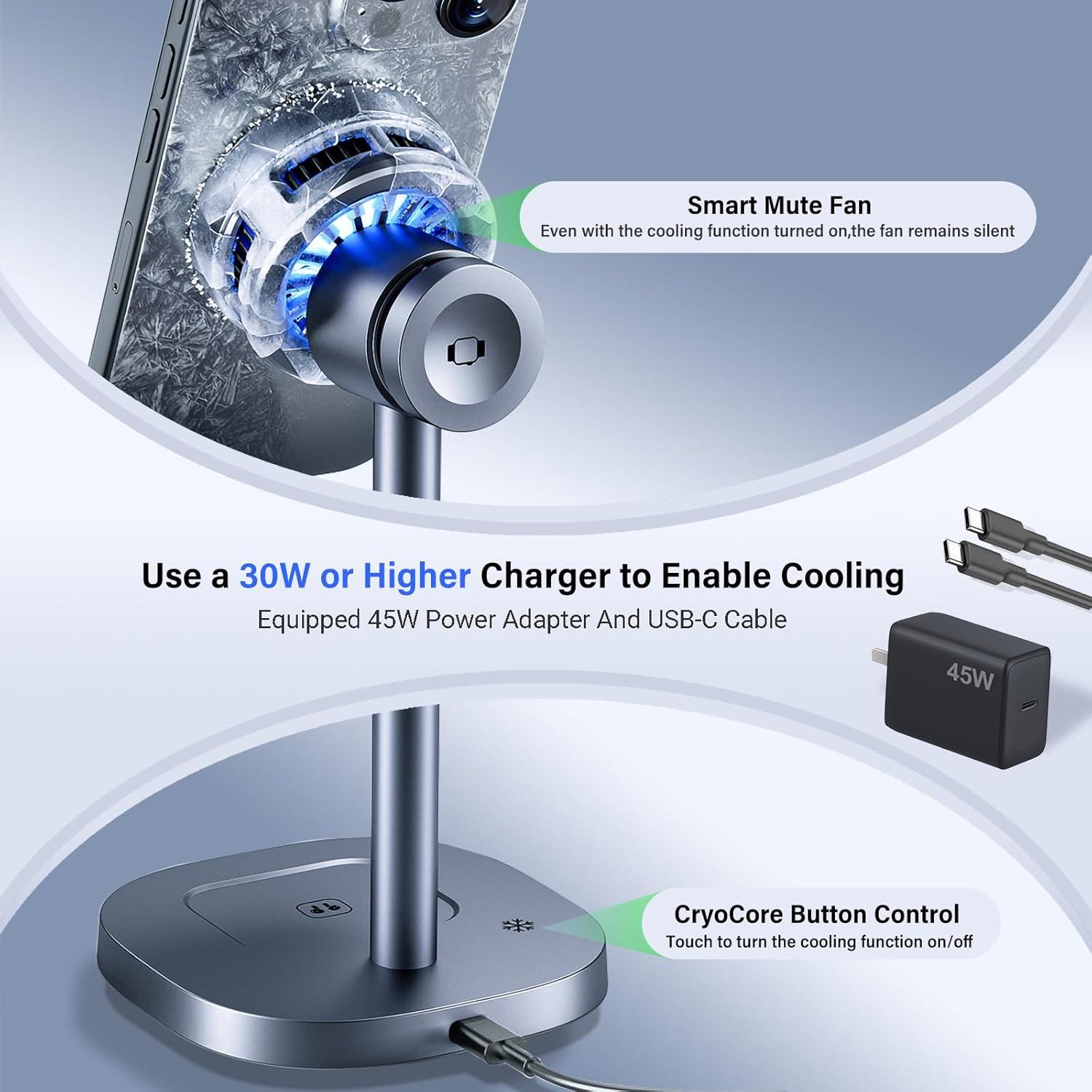 Estación de Carga Inalámbrica MOGU 3 en 1 con Ventilador 15W