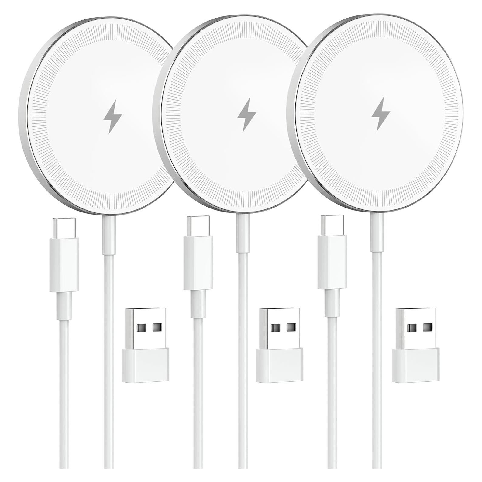 Paquete de 3 Cargadores Inalámbricos Magnéticos 15W Qi - Apple/Samsung
