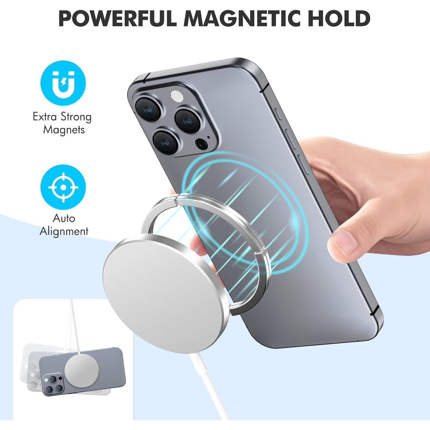 Paquete de 3 Cargadores Inalámbricos Magnéticos 15W Qi - Apple/Samsung