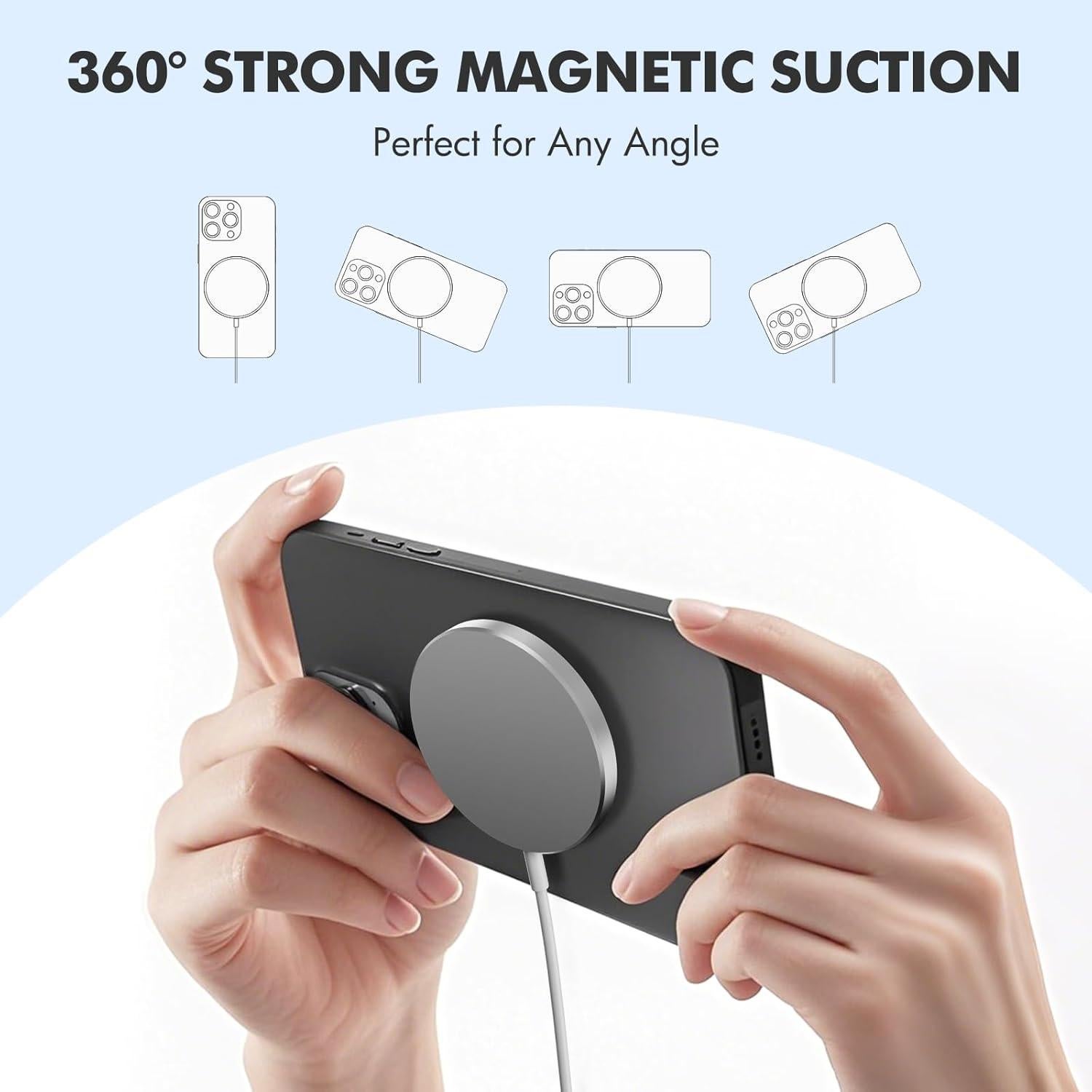 Paquete de 3 Cargadores Inalámbricos Magnéticos 15W Qi - Apple/Samsung