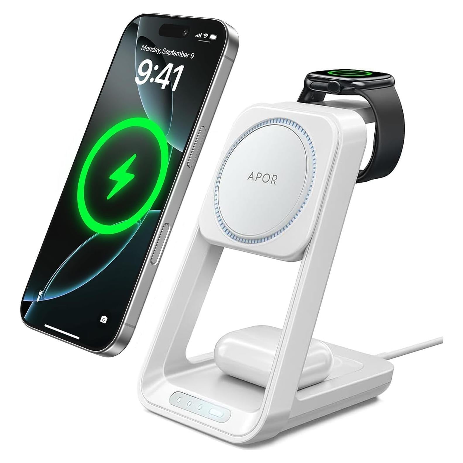 Estación de Carga 3 en 1 APOR para iPhone, Apple Watch y AirPods