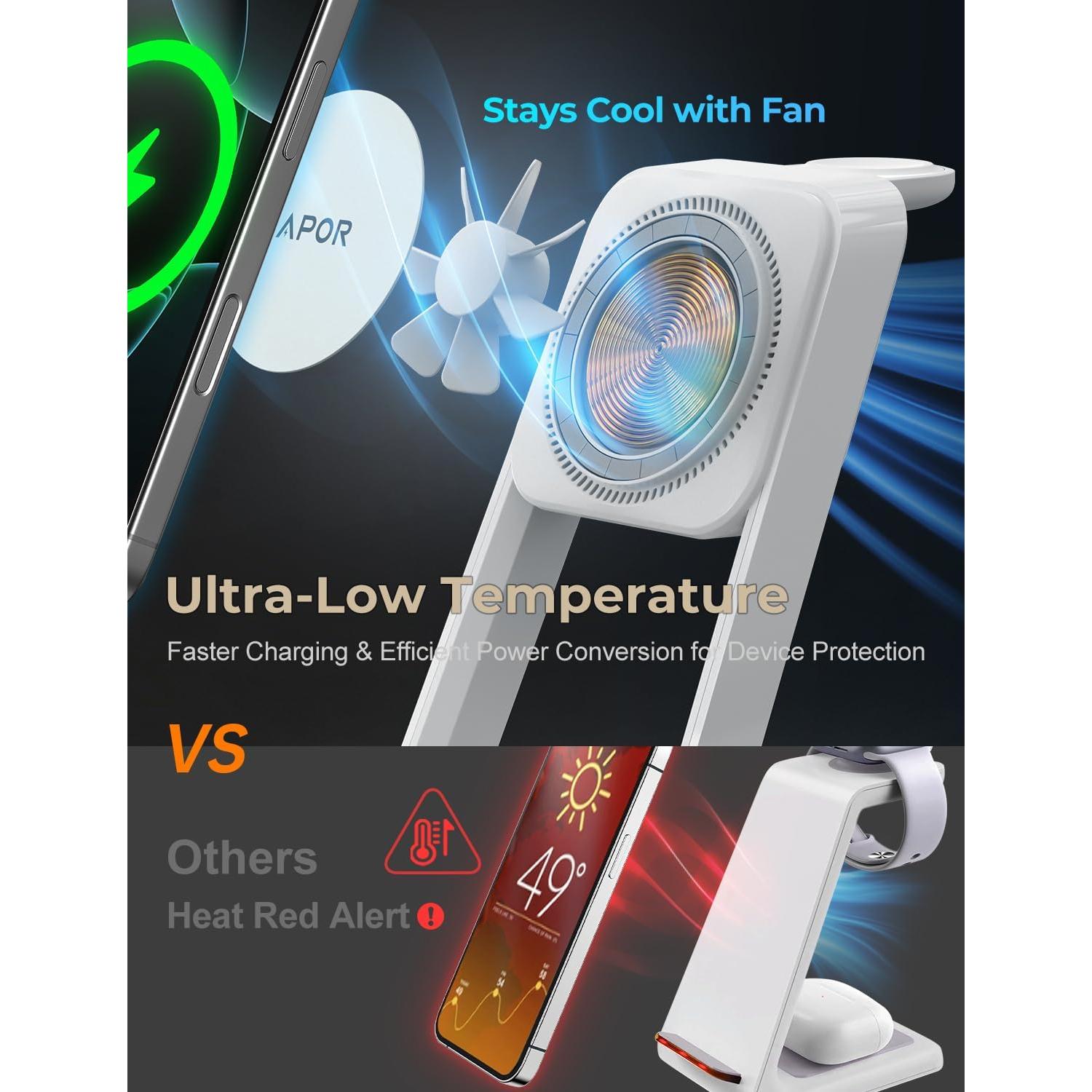 Estación de Carga 3 en 1 APOR para iPhone, Apple Watch y AirPods