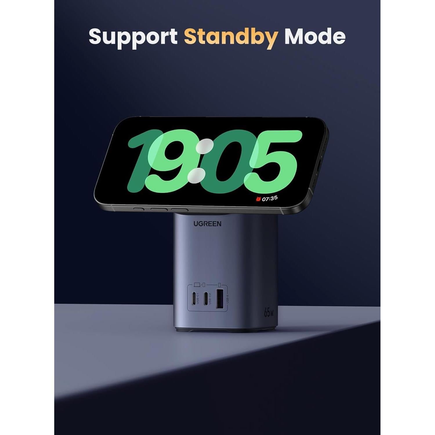 Cargador UGREEN Nexode 65W 4 en 1 USB-C y Qi2 Plegable