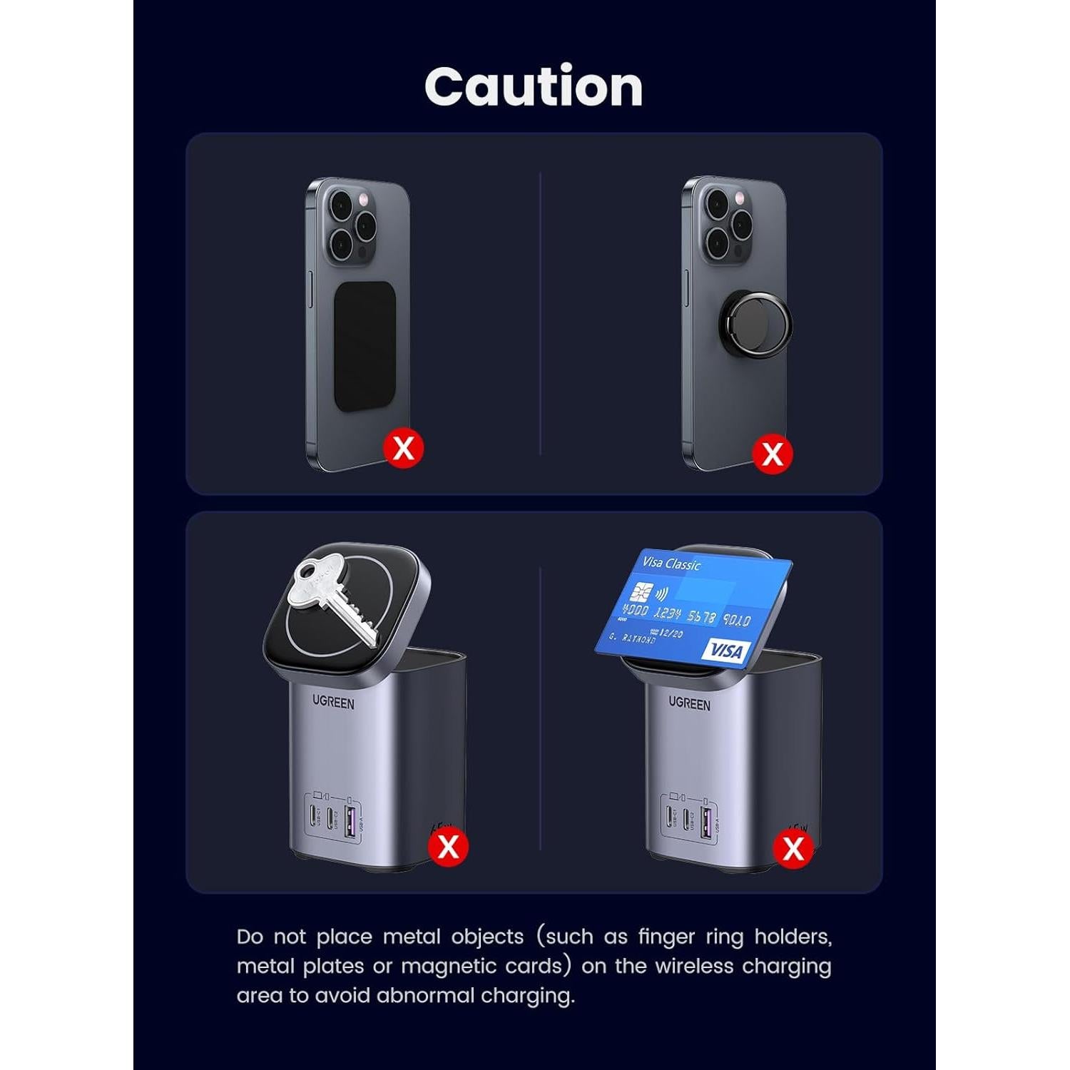 Cargador UGREEN Nexode 65W 4 en 1 USB-C y Qi2 Plegable