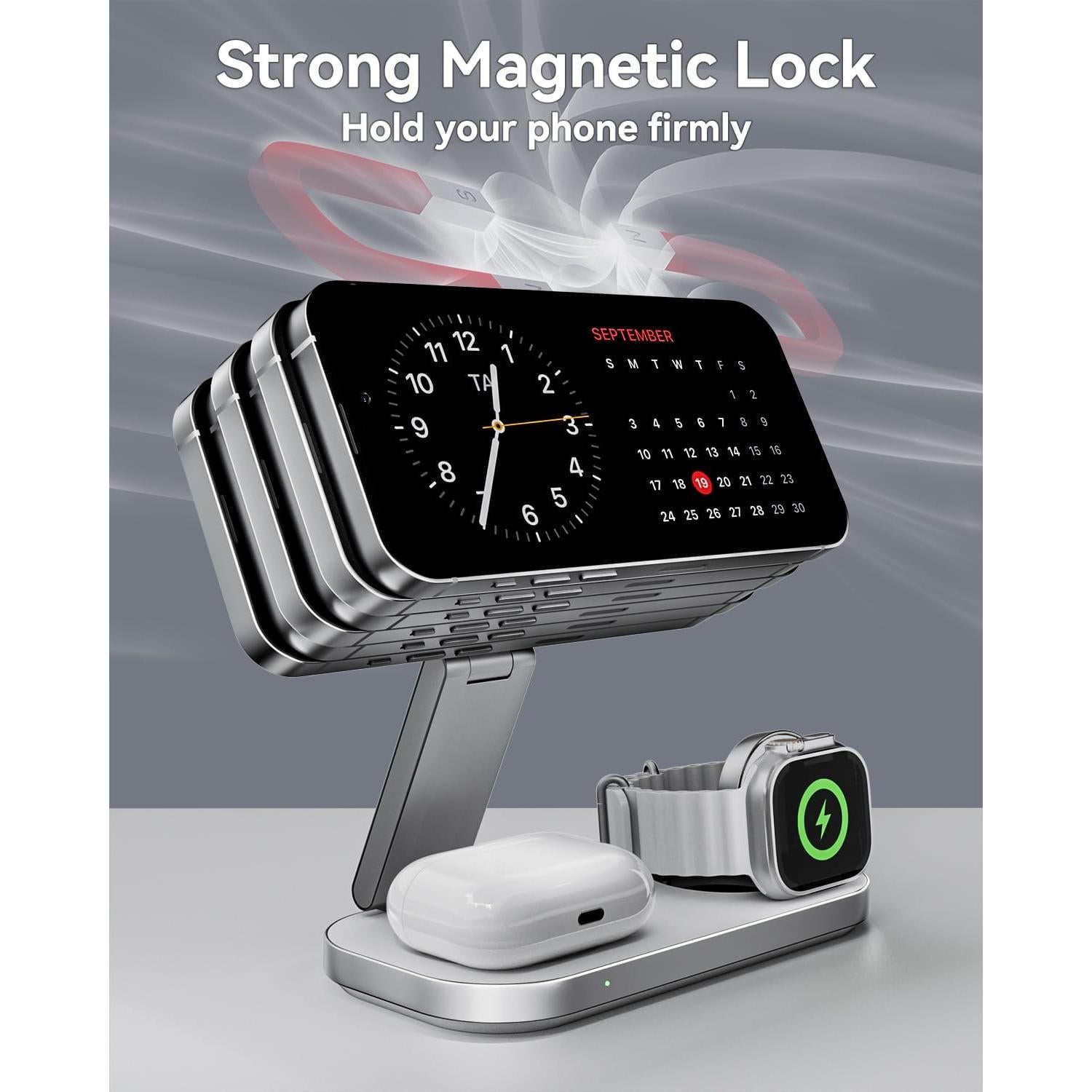 Estación de Carga Inalámbrica 3 en 1 KEEPRO Magnética 15W