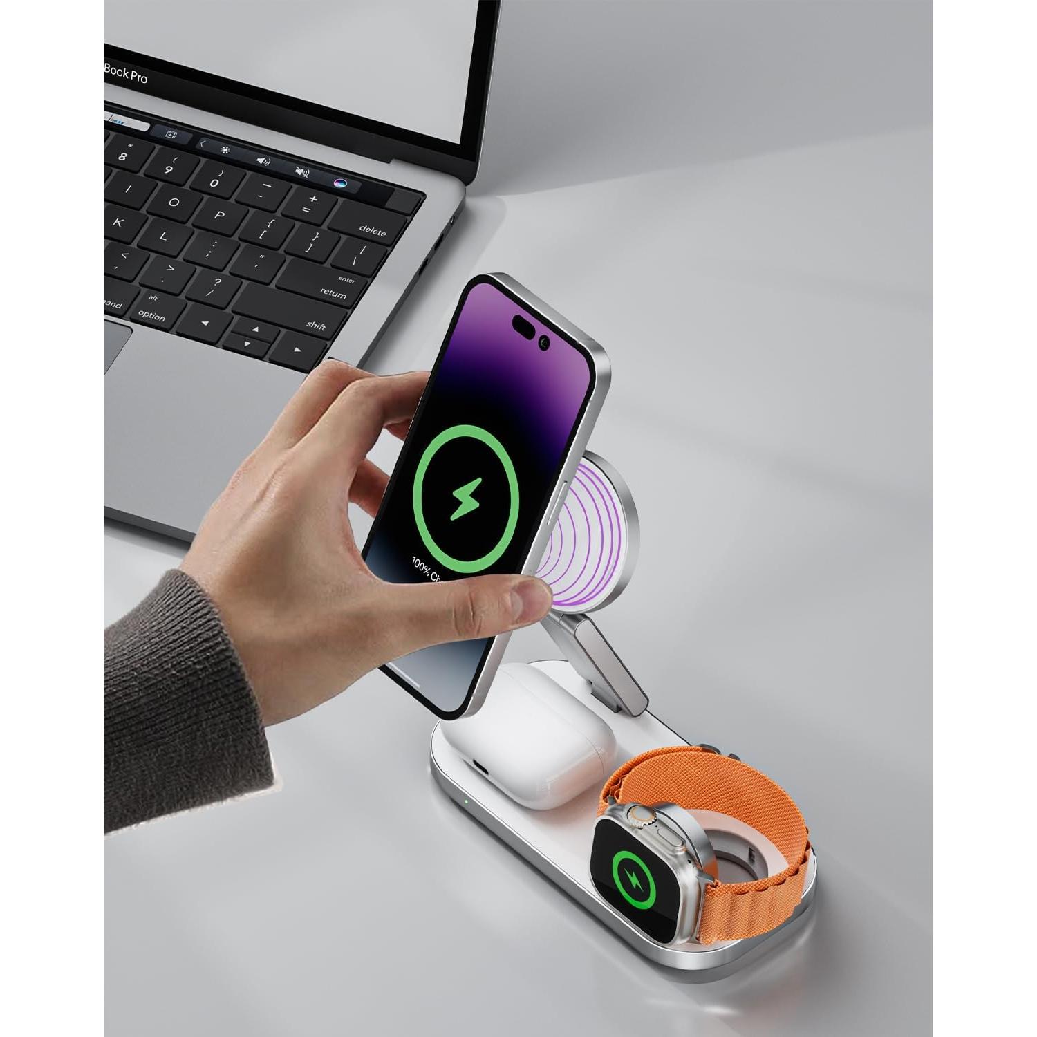 Estación de Carga Inalámbrica 3 en 1 KEEPRO Magnética 15W