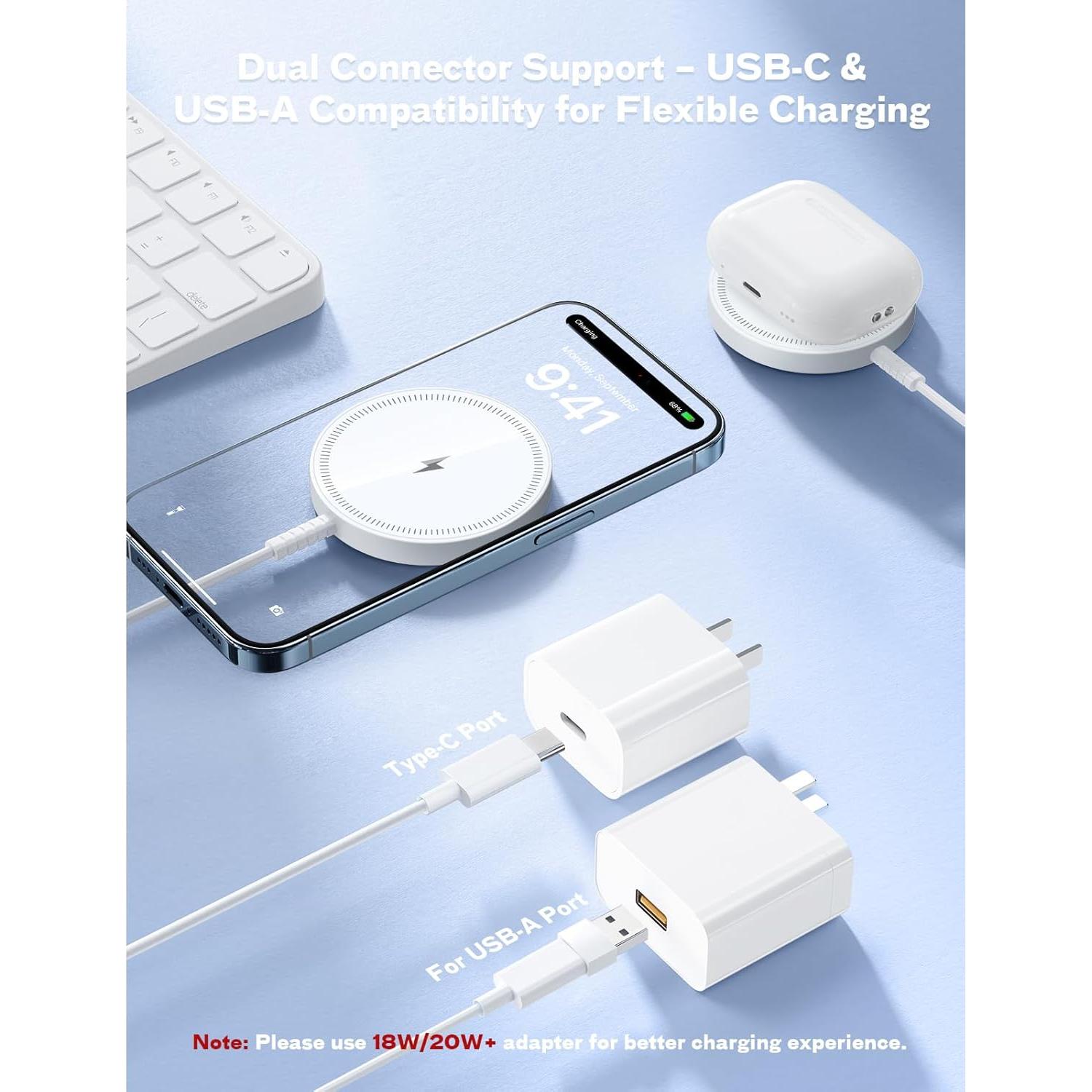 Cargador Inalámbrico Magnético Magsafe para iPhone 12-17 y AirPods