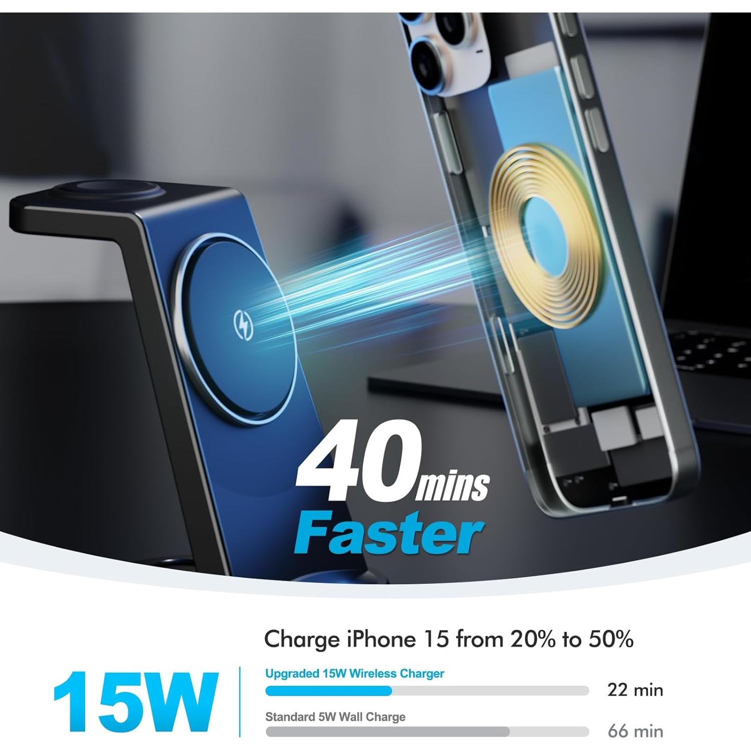 Estación de Carga Inalámbrica 3 en 1 Smile W166 15W para iPhone