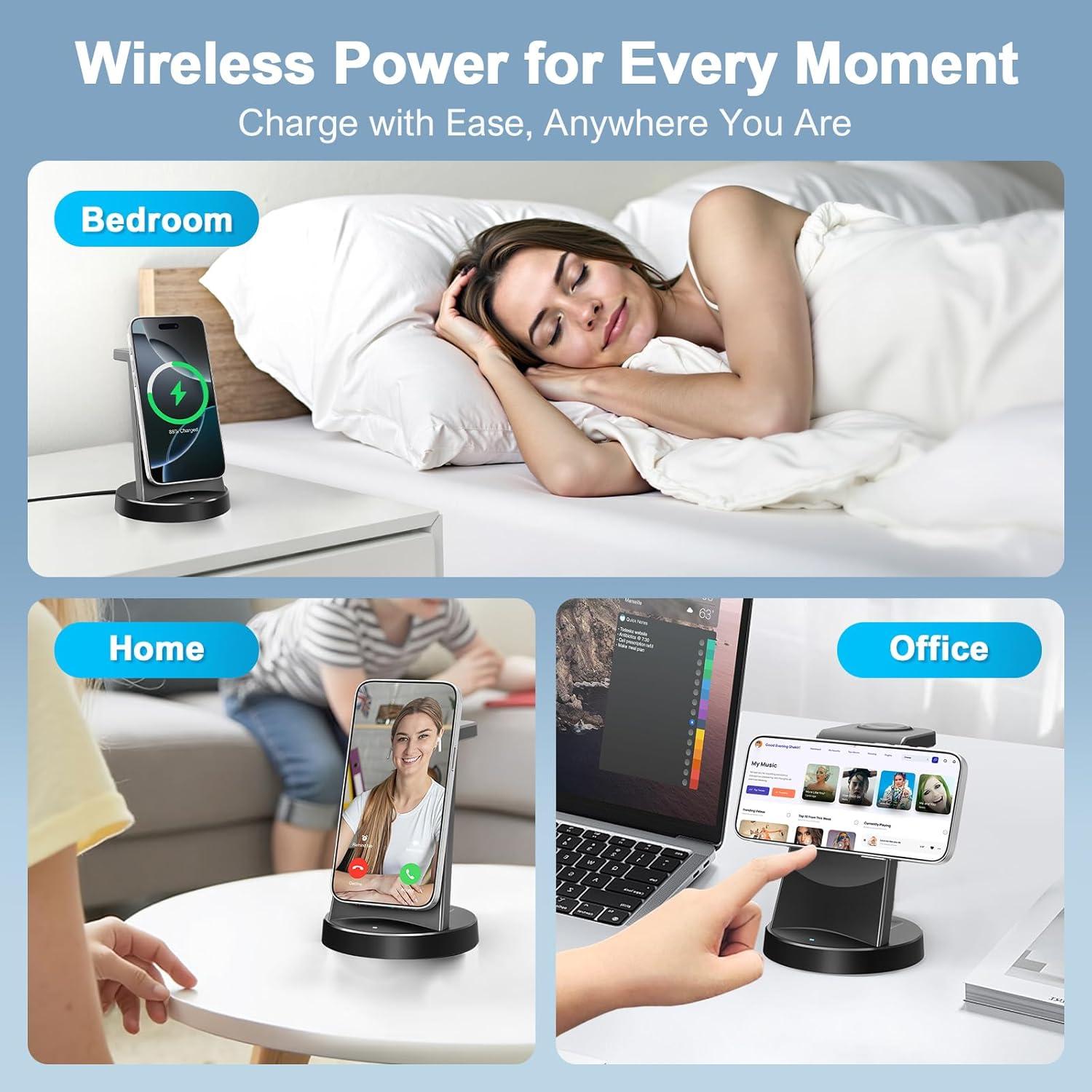 Estación de Carga Inalámbrica 3 en 1 Smile W166 15W para iPhone