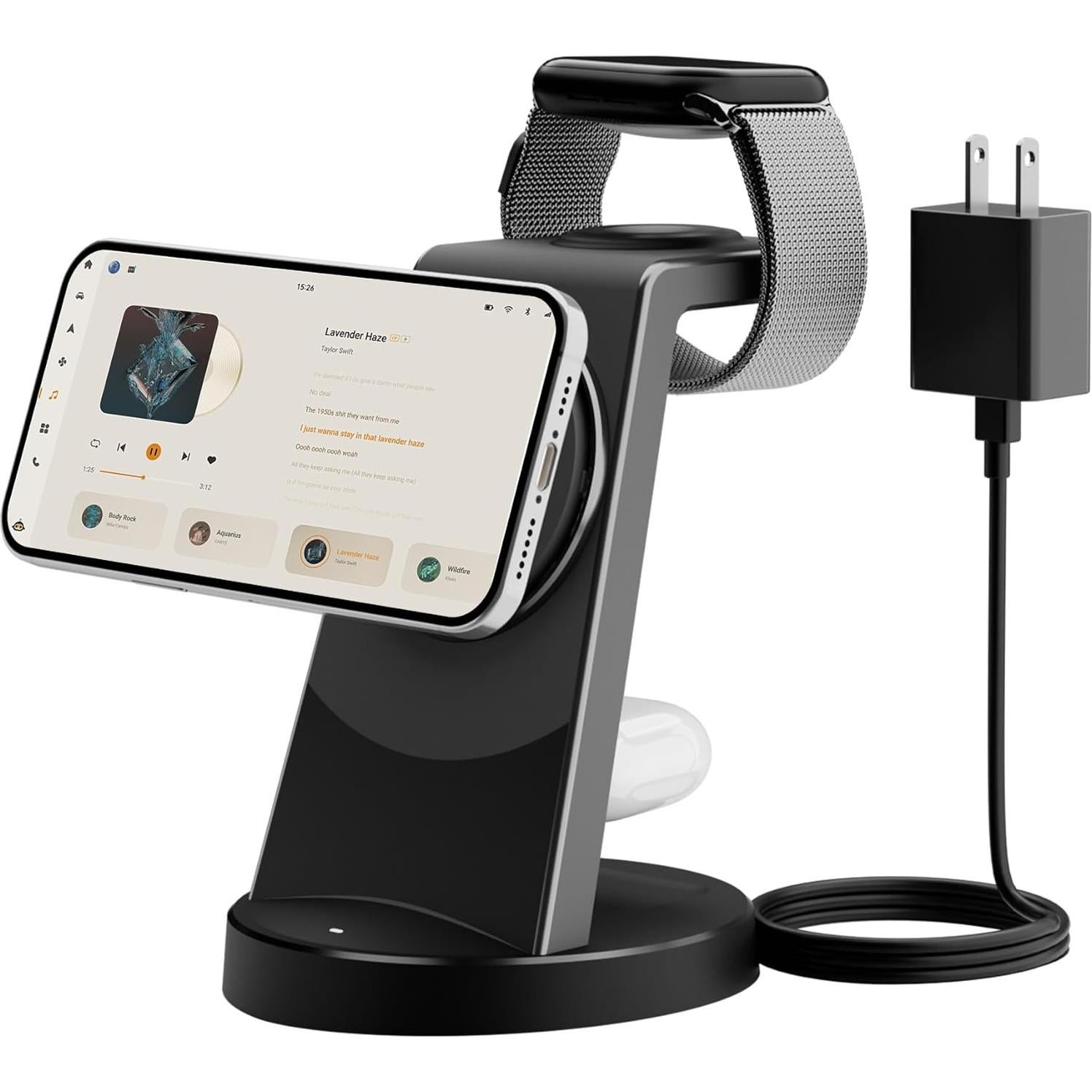 Estación de Carga Inalámbrica 3 en 1 Smile W166 15W para iPhone