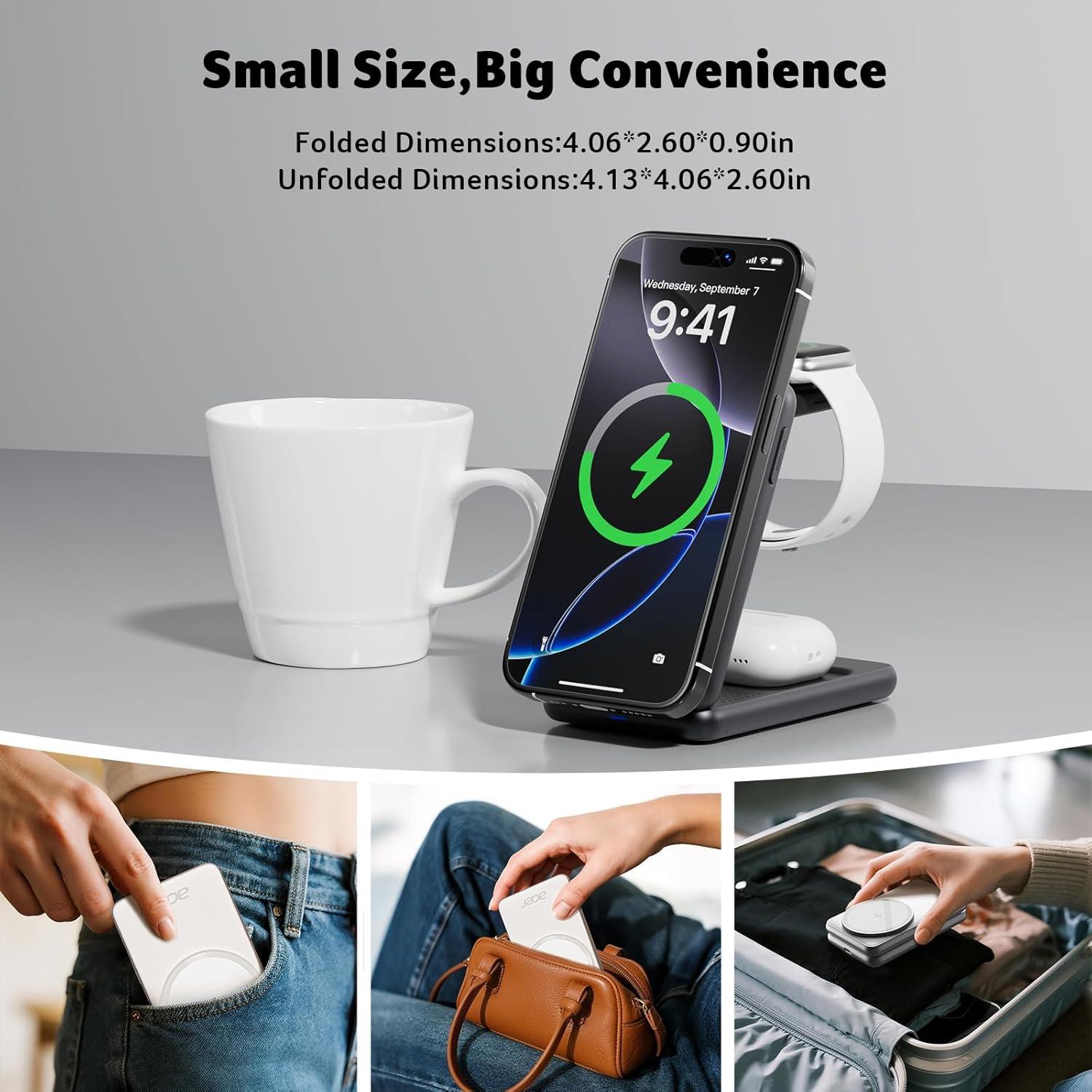 Cargador Inalámbrico Magnético Acer 3 en 1 15W para iPhone y Apple Watch
